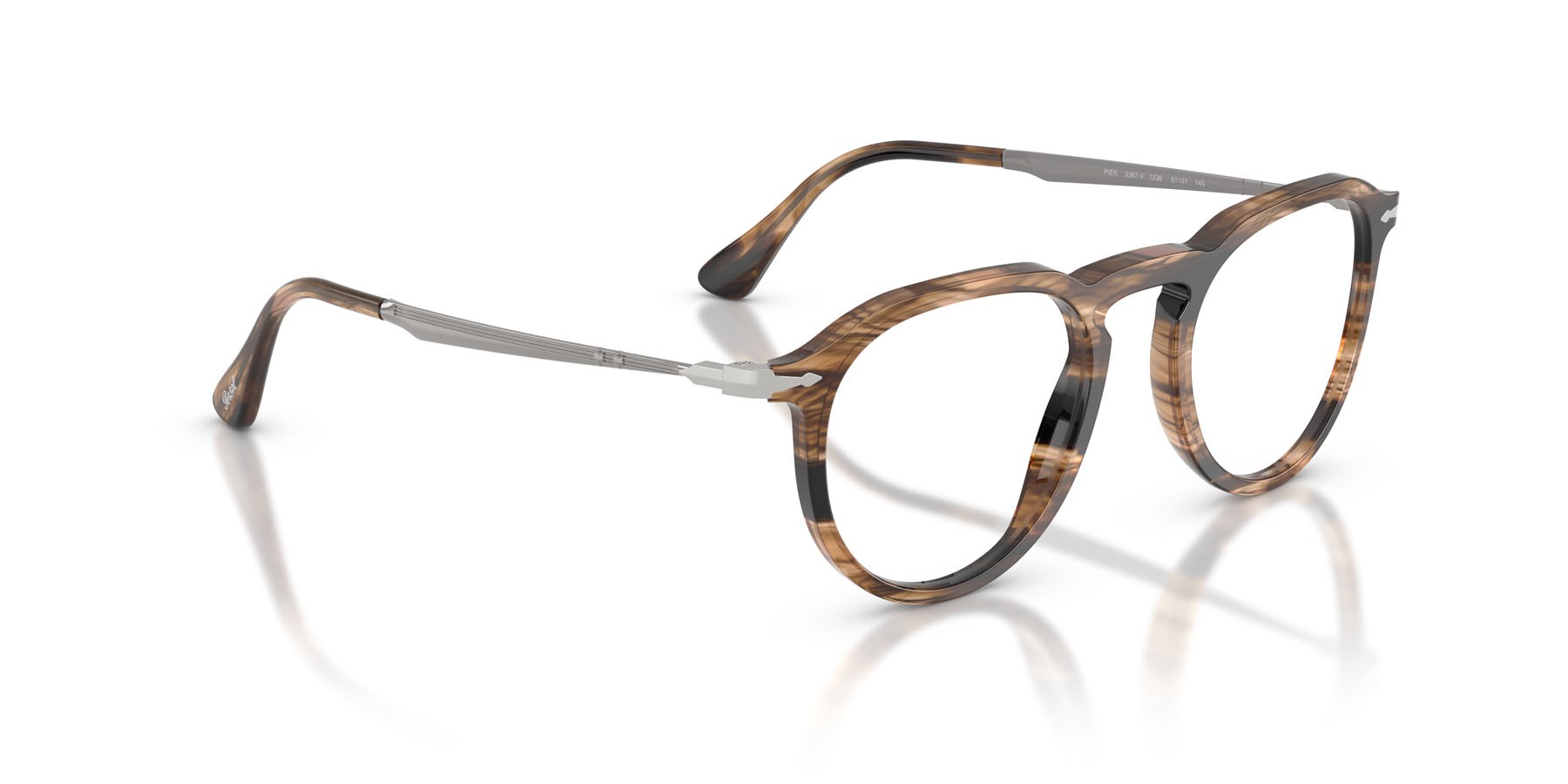 Occhiali da vista Persol Pier PO 3387V (1236) colore striped black & greish brown forma quadrato lenti lente demo
