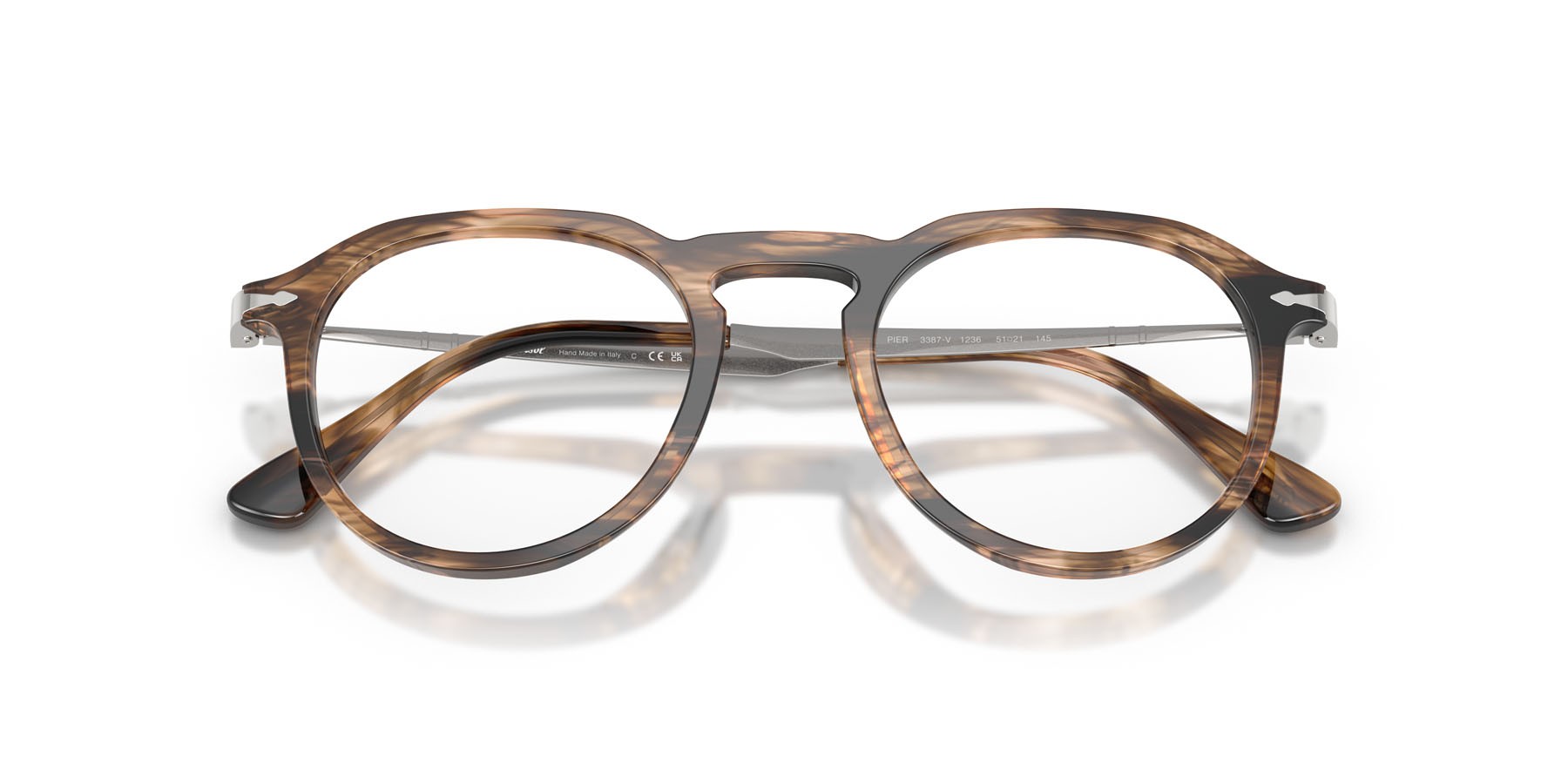 Occhiali da vista Persol Pier PO 3387V (1236) colore striped black & greish brown forma quadrato lenti lente demo