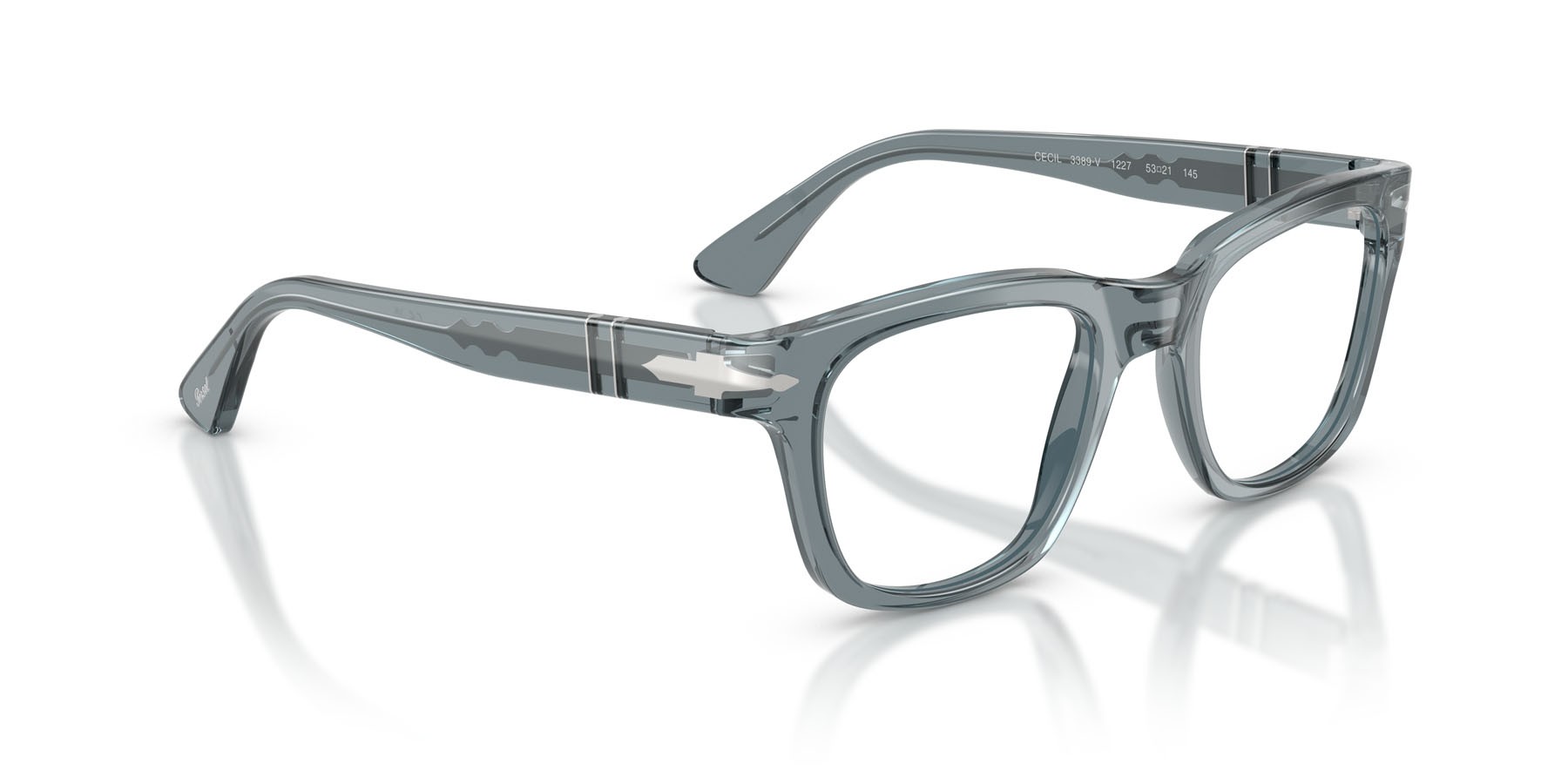 Occhiali da vista Persol Cecil PO 3389V (1227) colore transparent ocean forma quadrato lenti lente demo