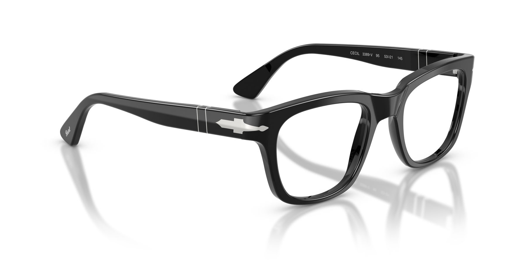 Eyeglasses Persol Cecil PO 3389V (95) color nero shape square lenses lente demo