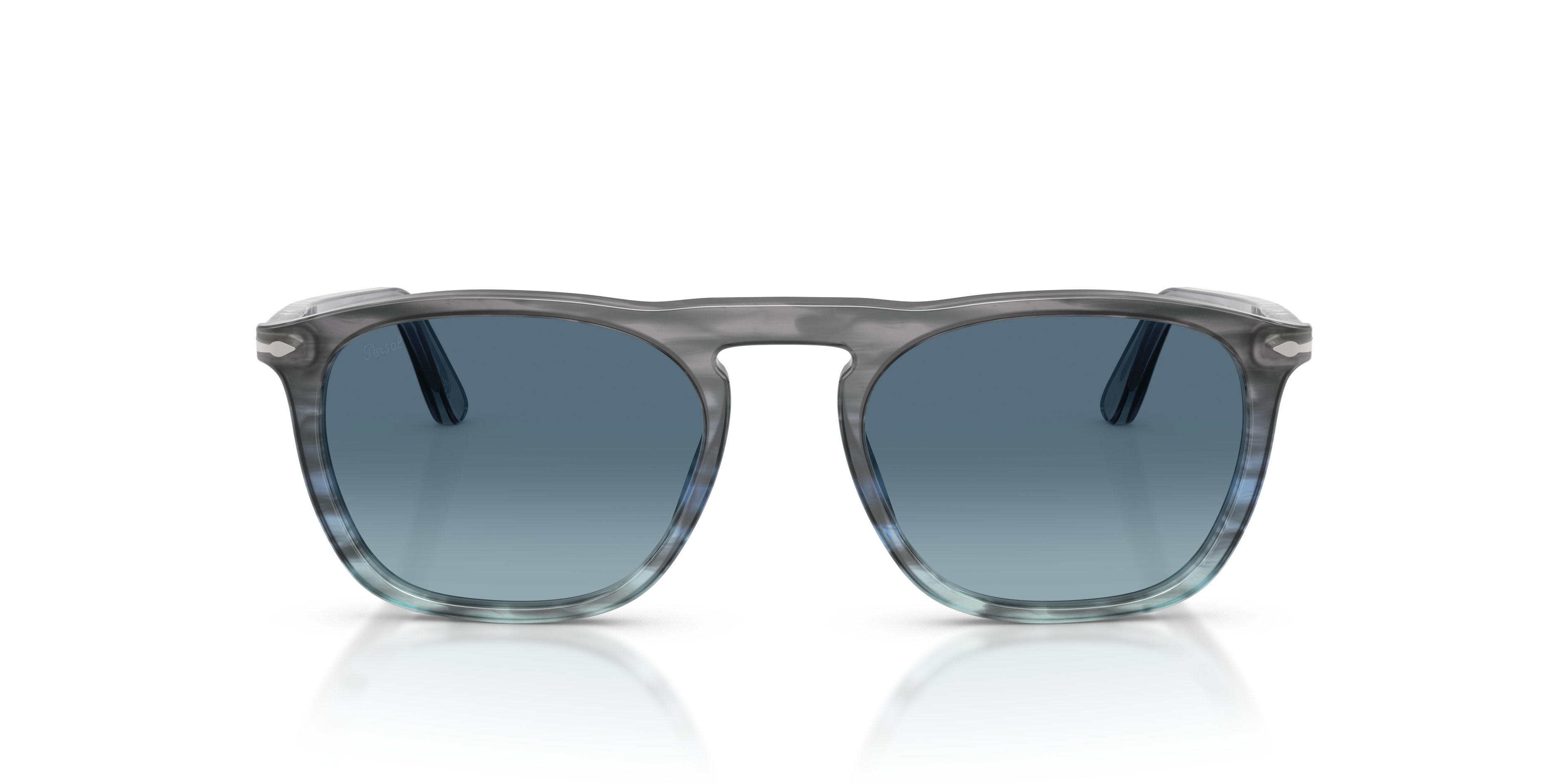 Occhiali da sole Persol Gae PO 3391S (1205Q8) colore striato grigio forma quadrato lenti azzurro sfumato blu