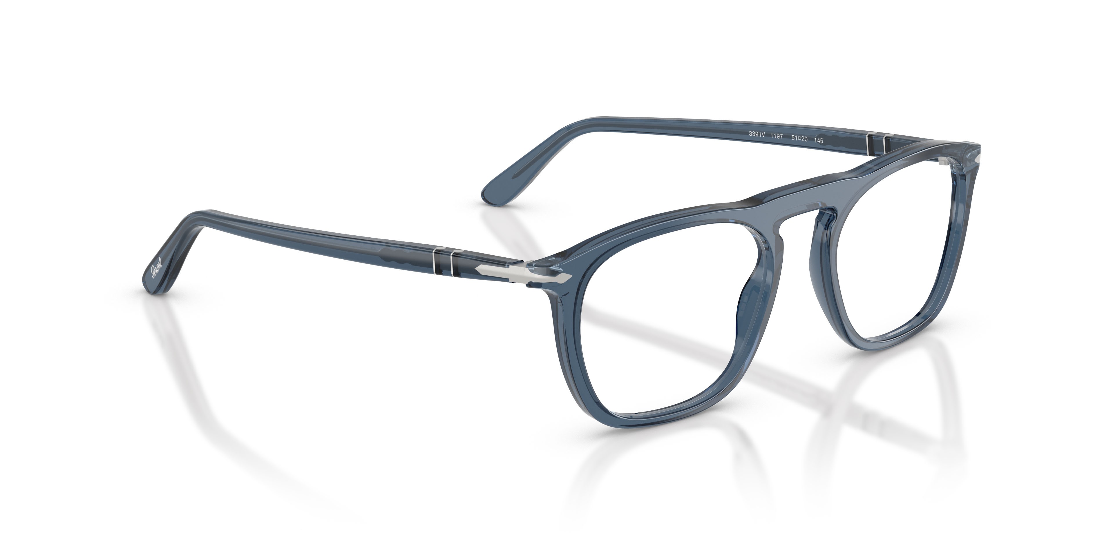 Eyeglasses Persol PO 3391V (1197) color blu denim trasparente shape square lenses lente demo