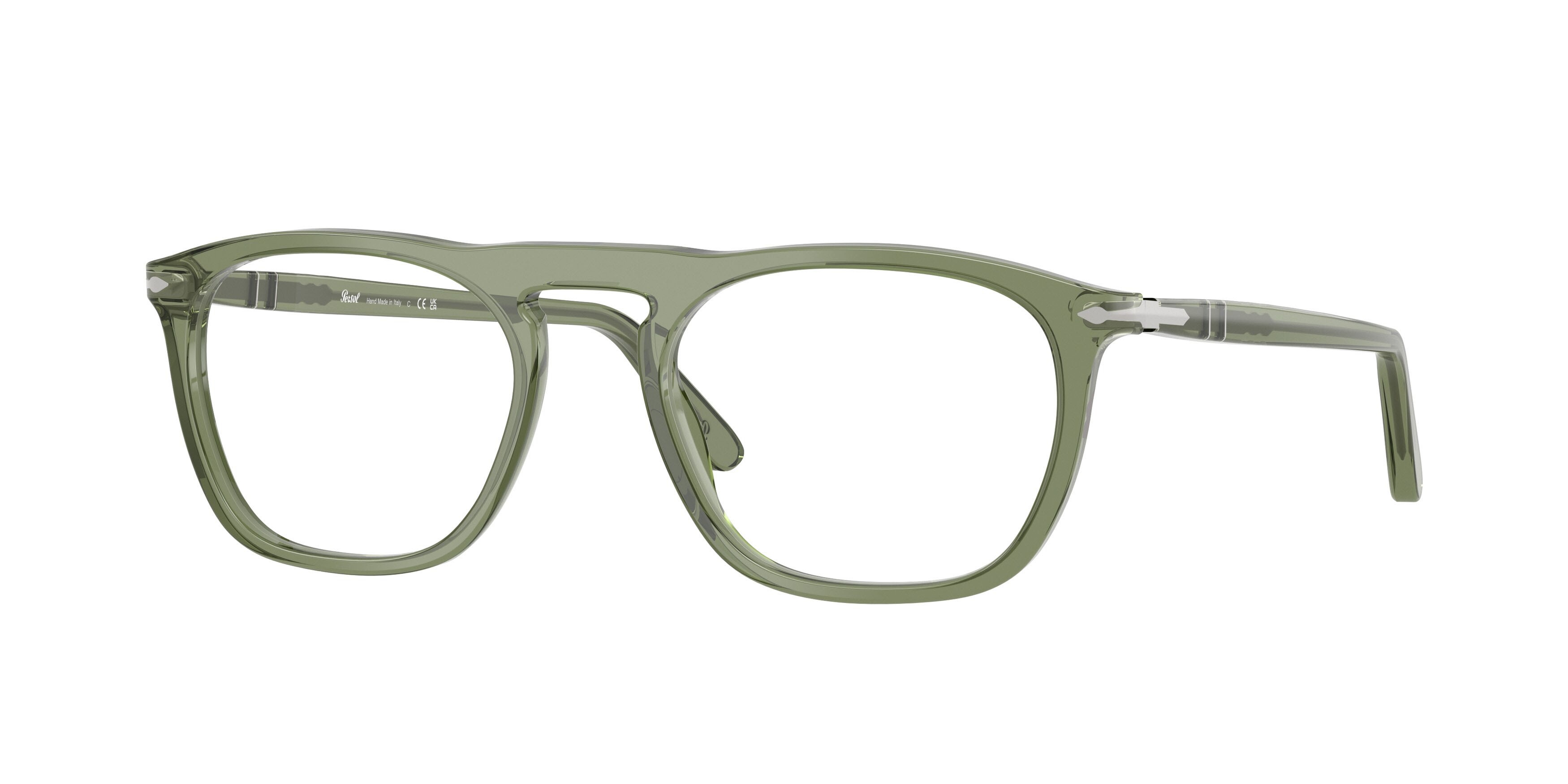 Eyeglasses Persol PO 3391V (1226) color verde trasparente shape square lenses lente demo