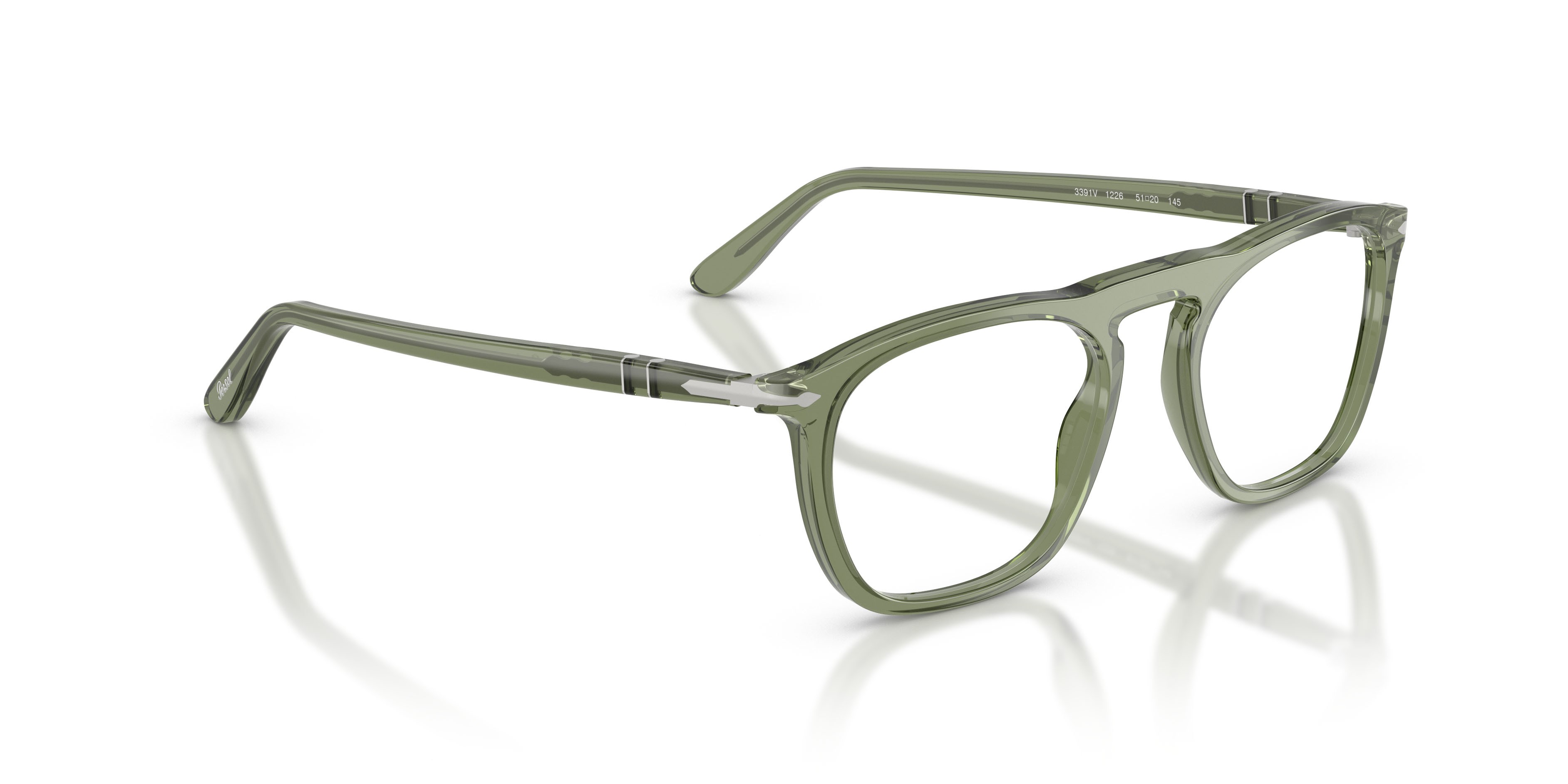 Eyeglasses Persol PO 3391V (1226) color verde trasparente shape square lenses lente demo
