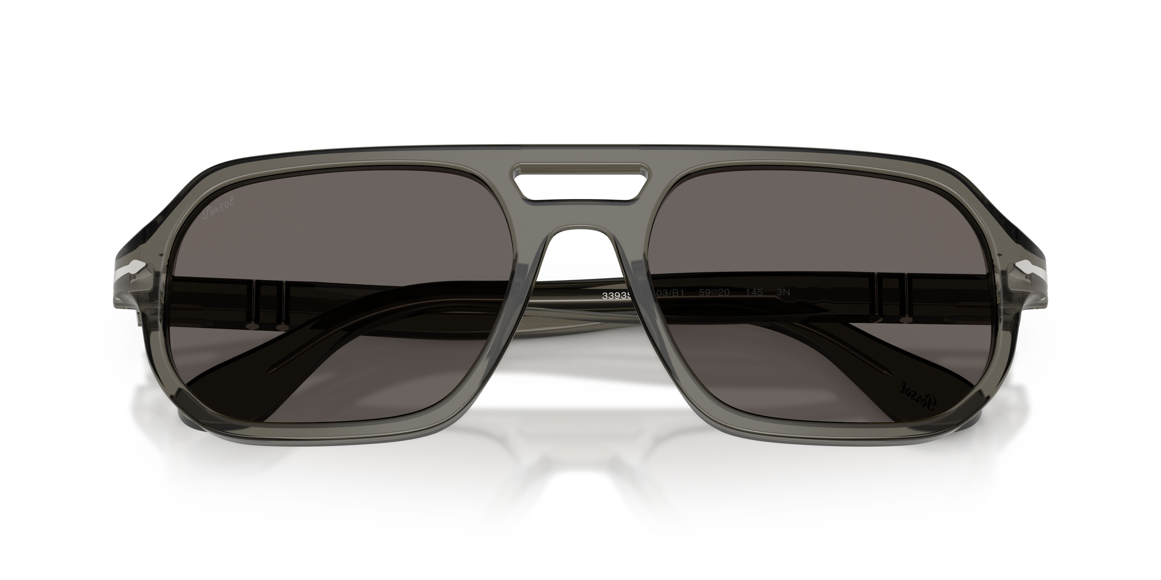 Sunglasses Persol Guido PO 3393S (1103B1) color grigio trasparente shape square lenses grigio scuro