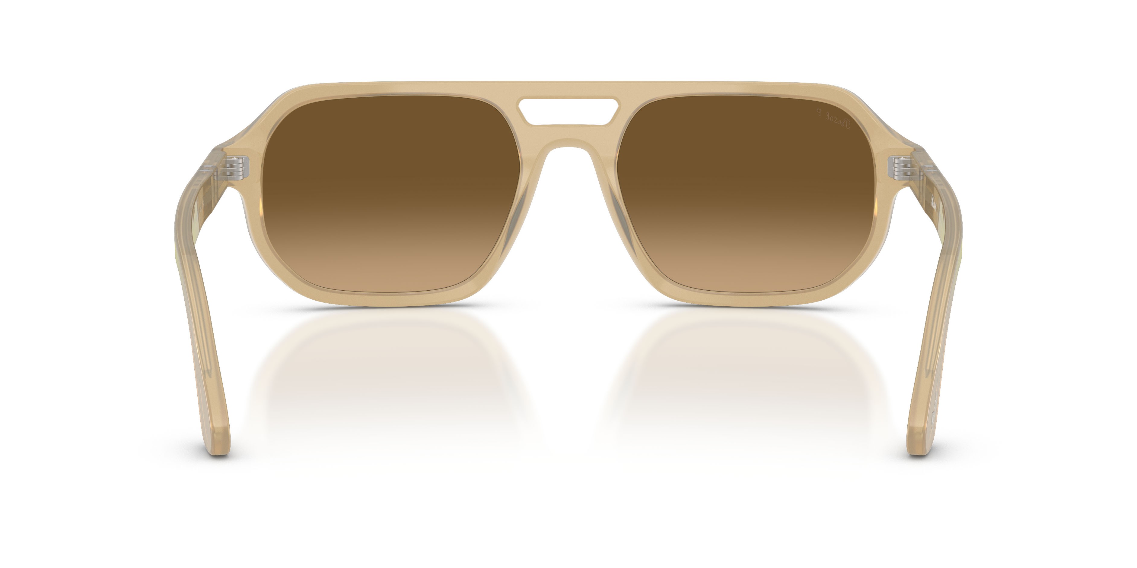 Occhiali da sole Persol Guido PO 3393S (1169M2) colore beige opalino forma quadrato lenti marrone sfumato nero