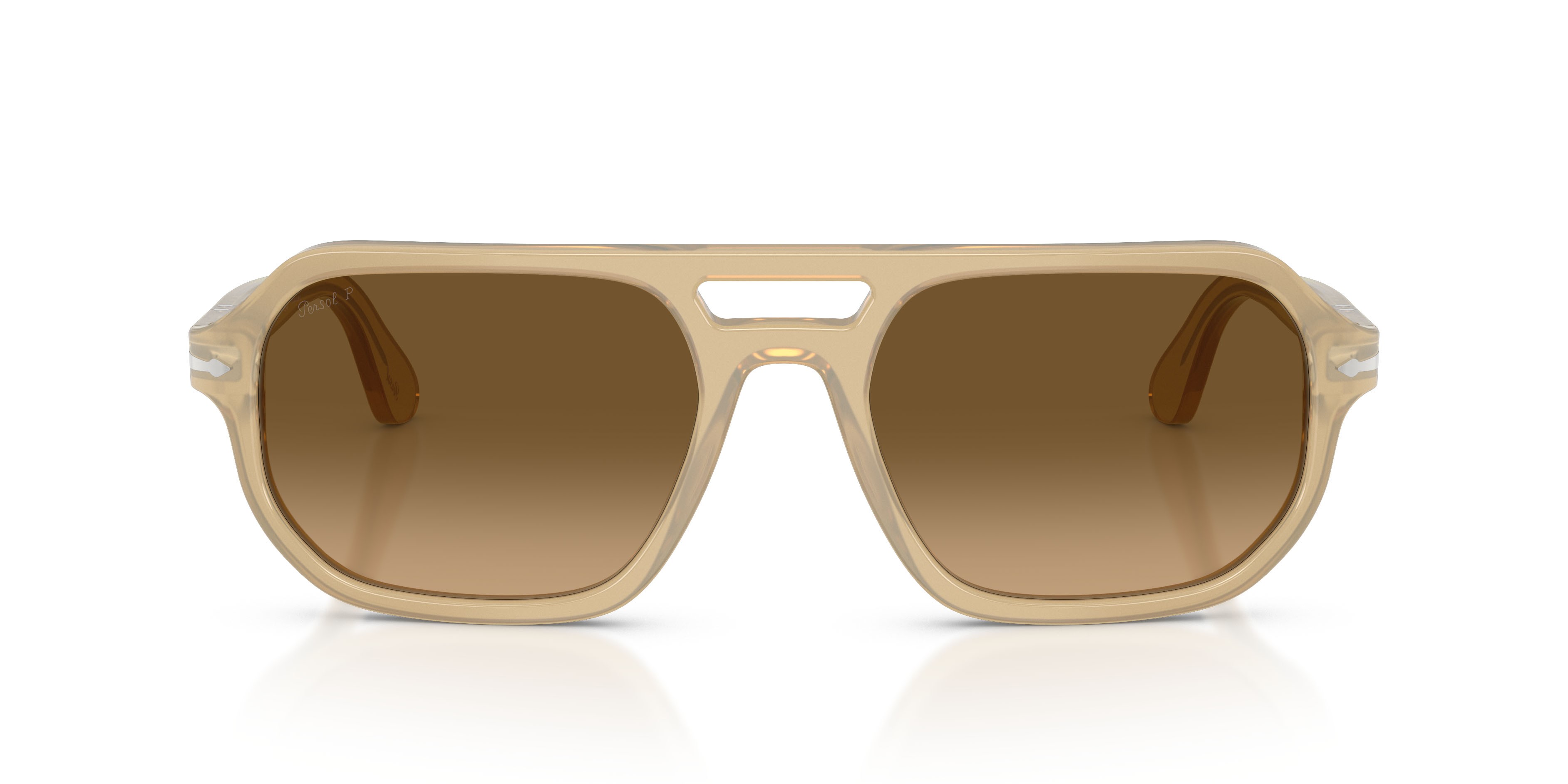 Occhiali da sole Persol Guido PO 3393S (1169M2) colore beige opalino forma quadrato lenti marrone sfumato nero