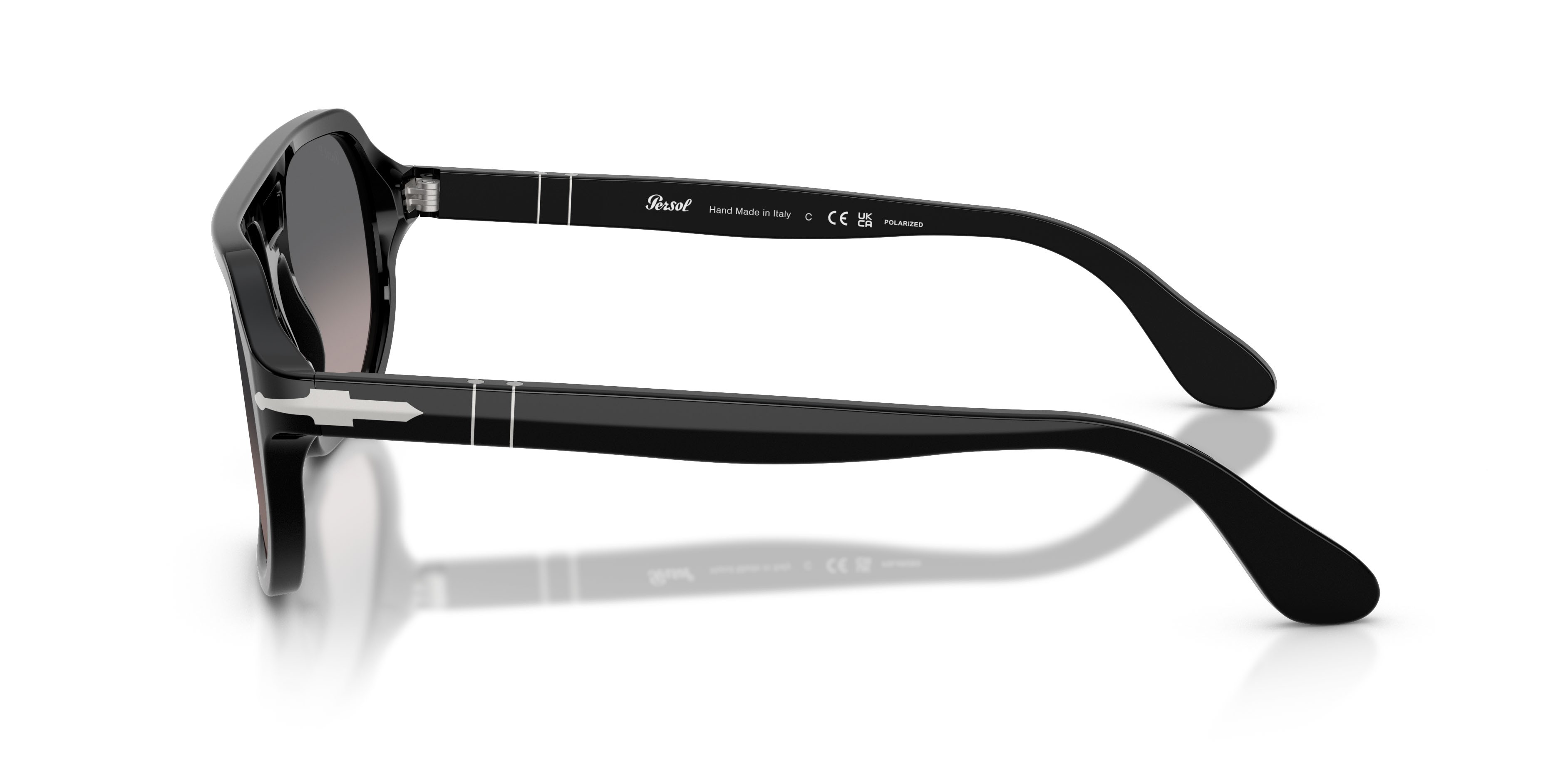 Occhiali da sole Persol Guido PO 3393S (95/M3) colore nero forma quadrato lenti polarizzata grigio sfumato
