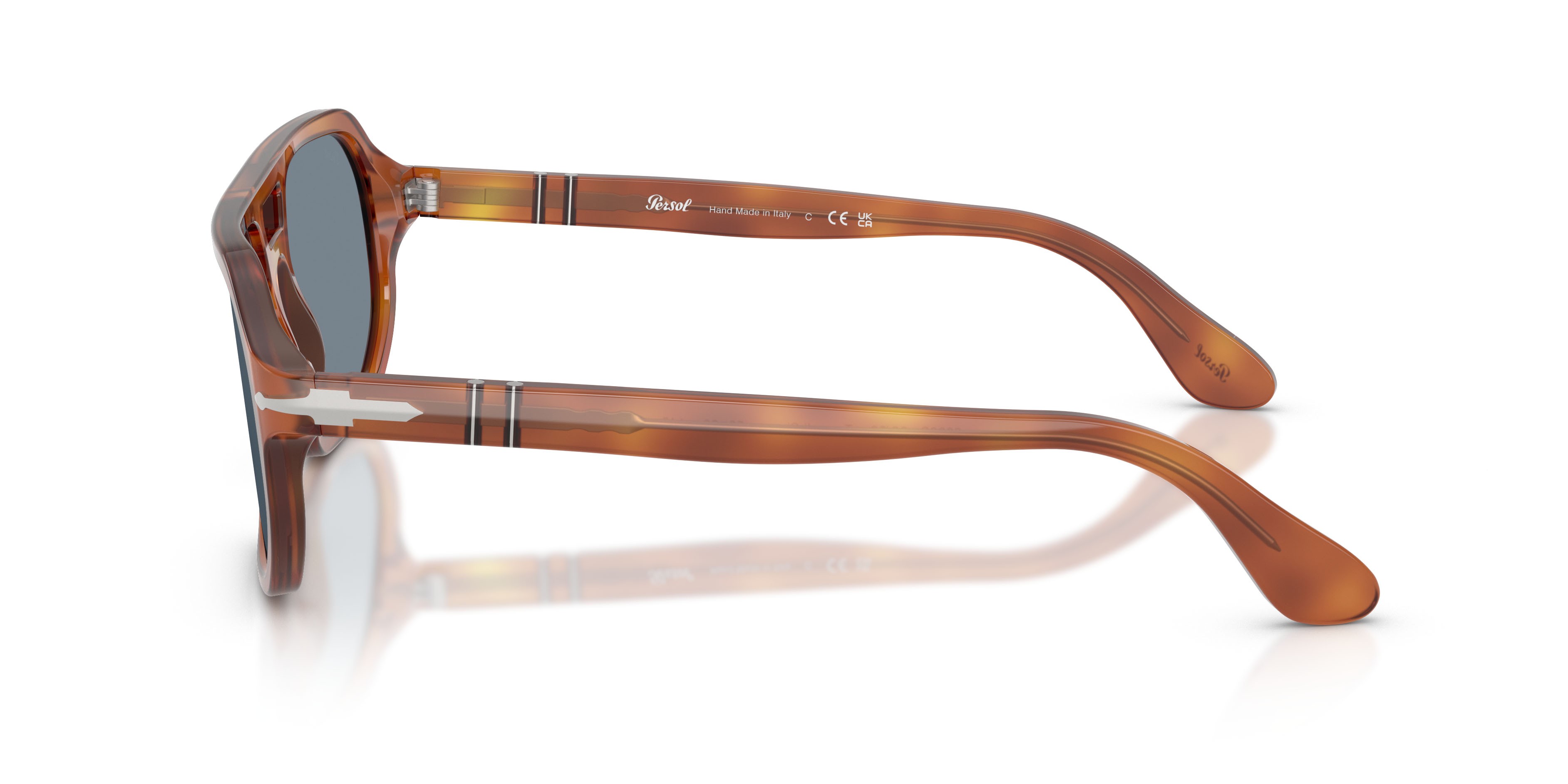 Sonnenbrillen Persol Guido PO 3393S (96/56) farbe terra di siena form quadratisch gläser azzurro