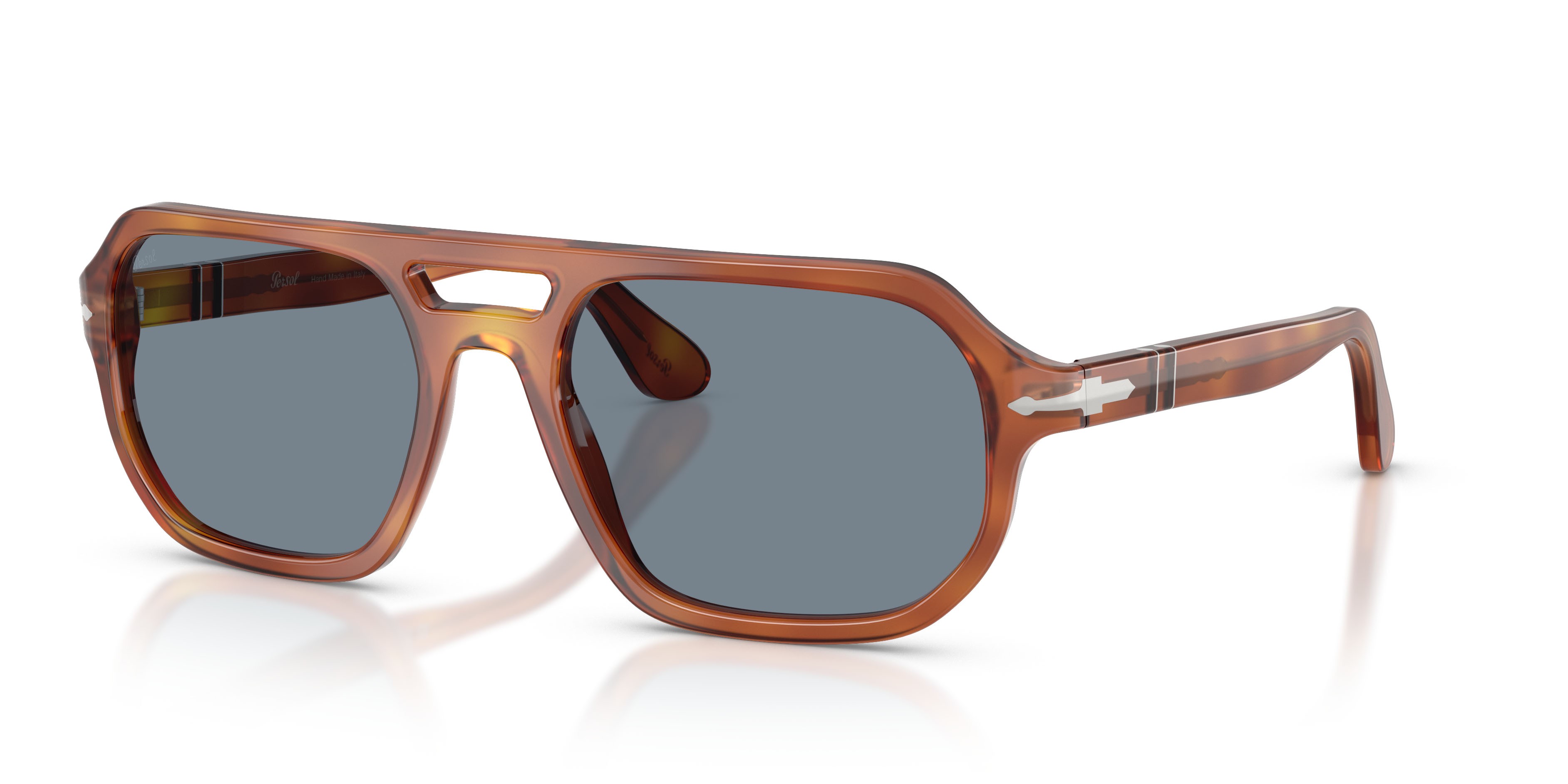 Sonnenbrillen Persol Guido PO 3393S (96/56) farbe terra di siena form quadratisch gläser azzurro
