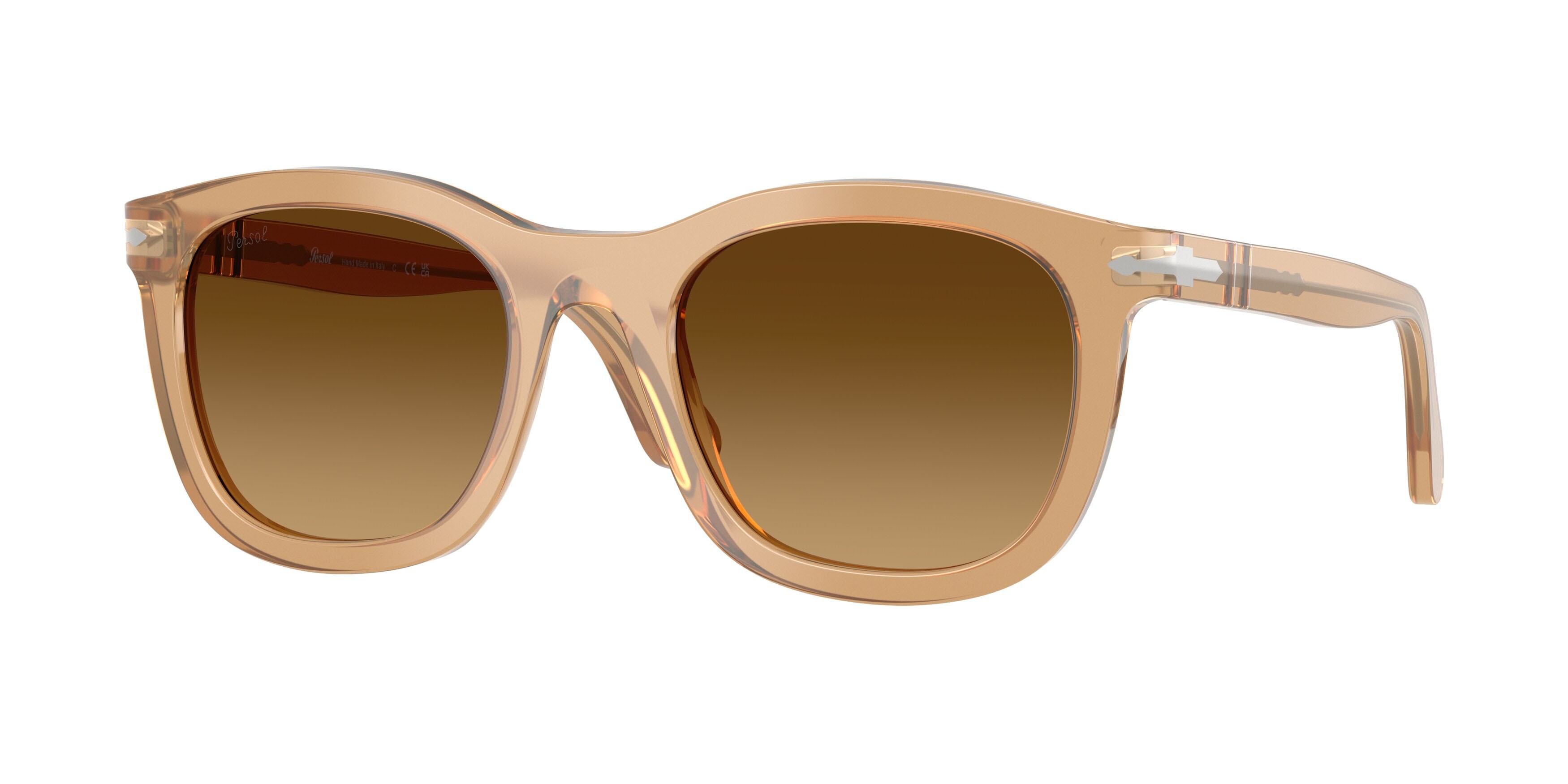 Sunglasses Persol PO 3395S (116985) color beige opalino shape pantos lenses marrone chiaro sfumato marrone scuro