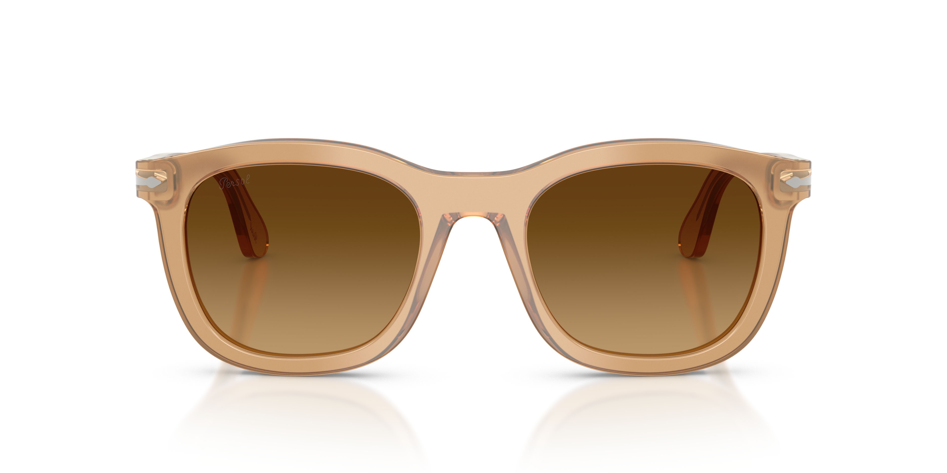 Sunglasses Persol PO 3395S (116985) color beige opalino shape pantos lenses marrone chiaro sfumato marrone scuro