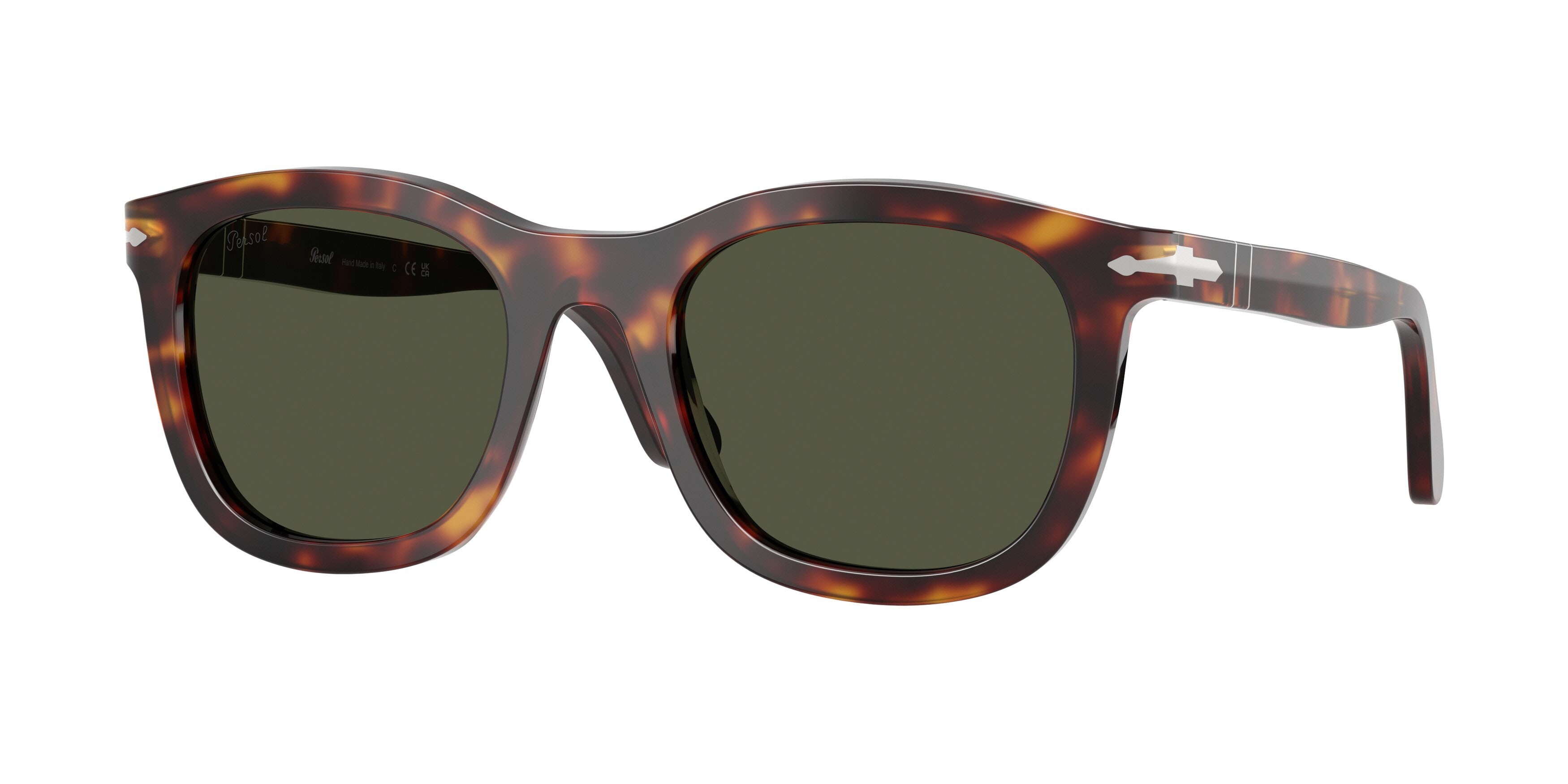 Occhiali da sole Persol PO 3395S (24/31) colore havana forma pantos lenti verde