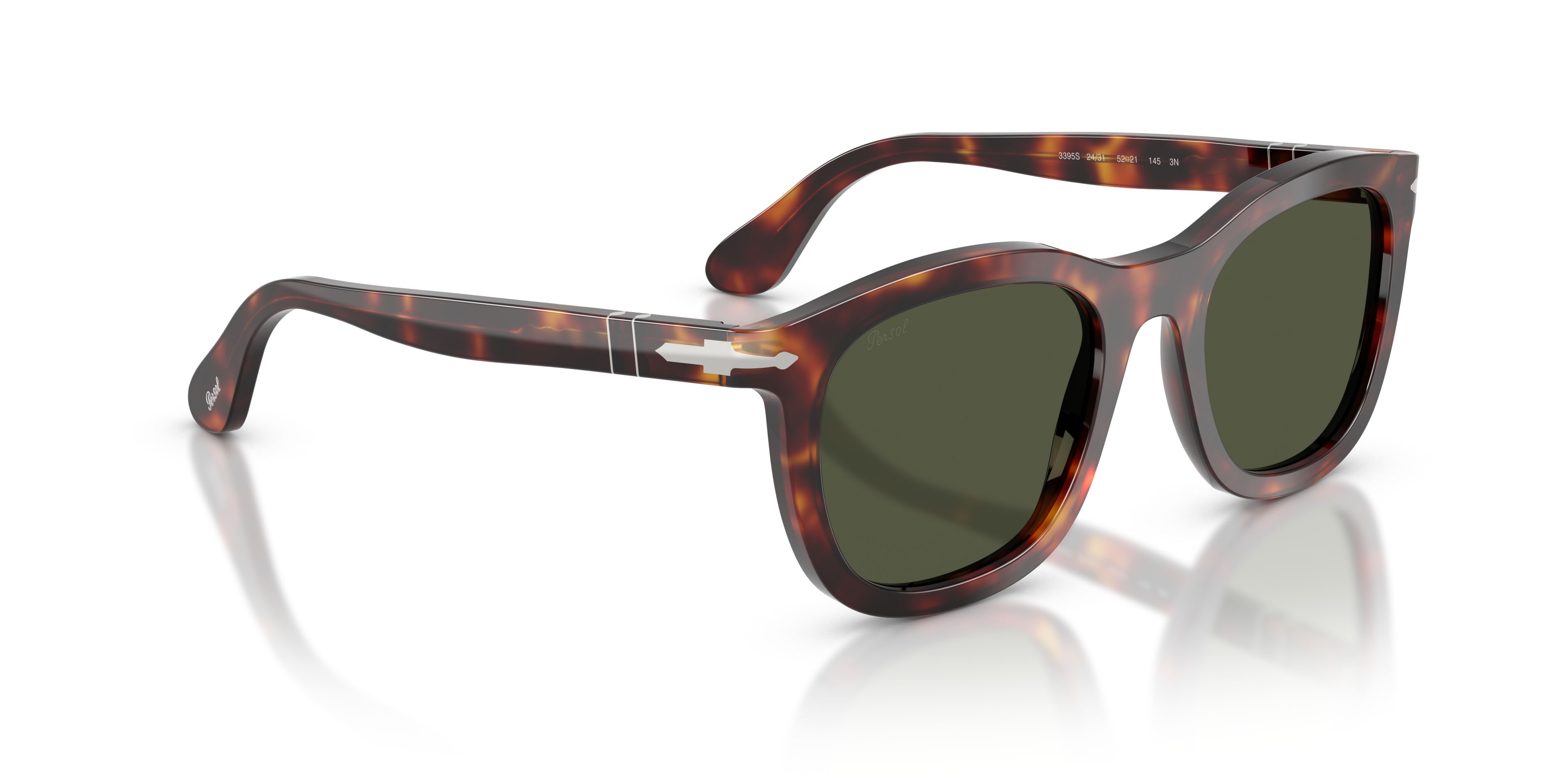 Occhiali da sole Persol PO 3395S (24/31) colore havana forma pantos lenti verde