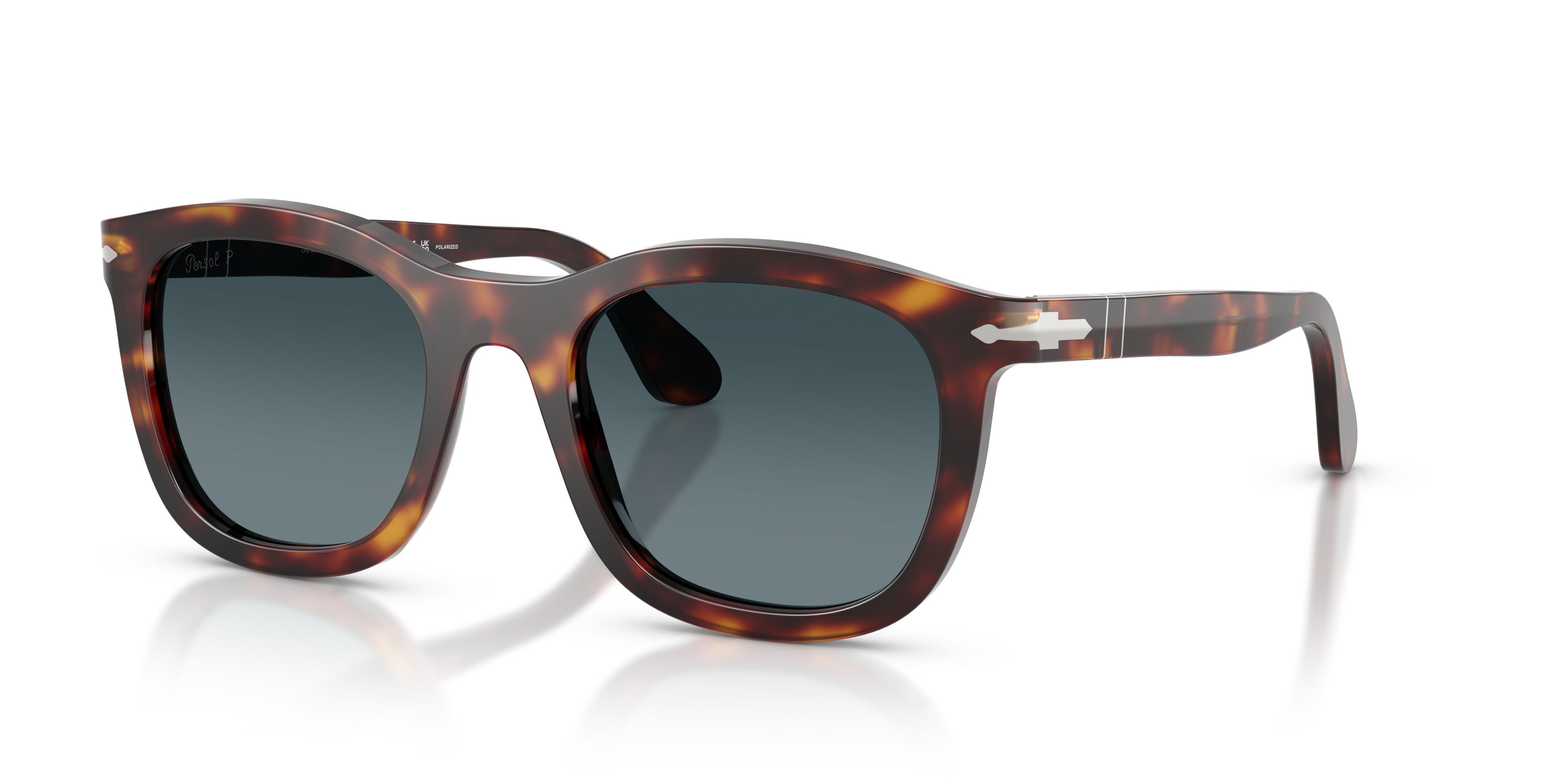 Sunglasses Persol PO 3395S (24/S3) color havana shape pantos lenses celeste sfumato blu scuro