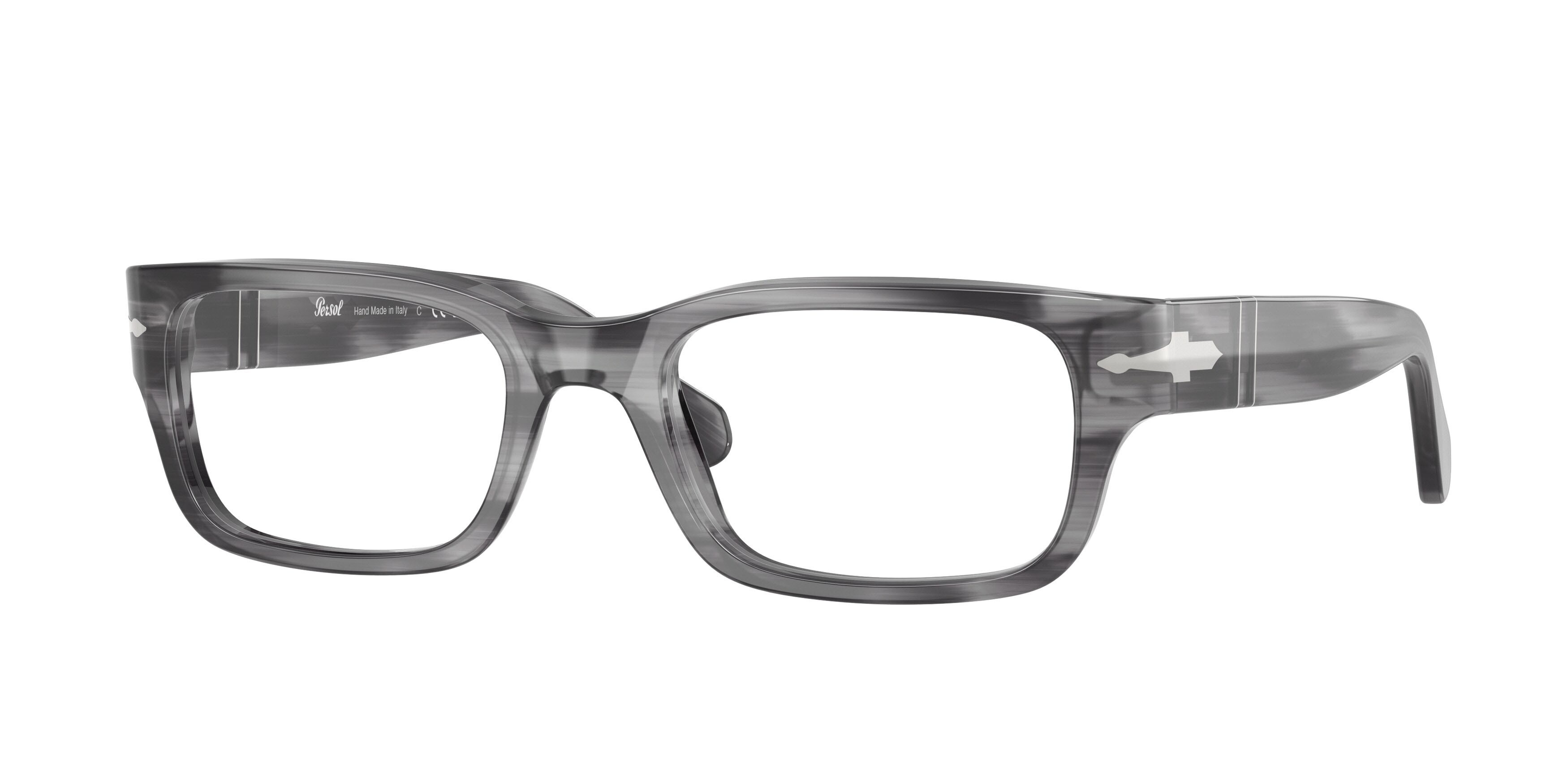 Eyeglasses Persol PO 3399V (1192) color striato grigio shape rectangle lenses lente demo