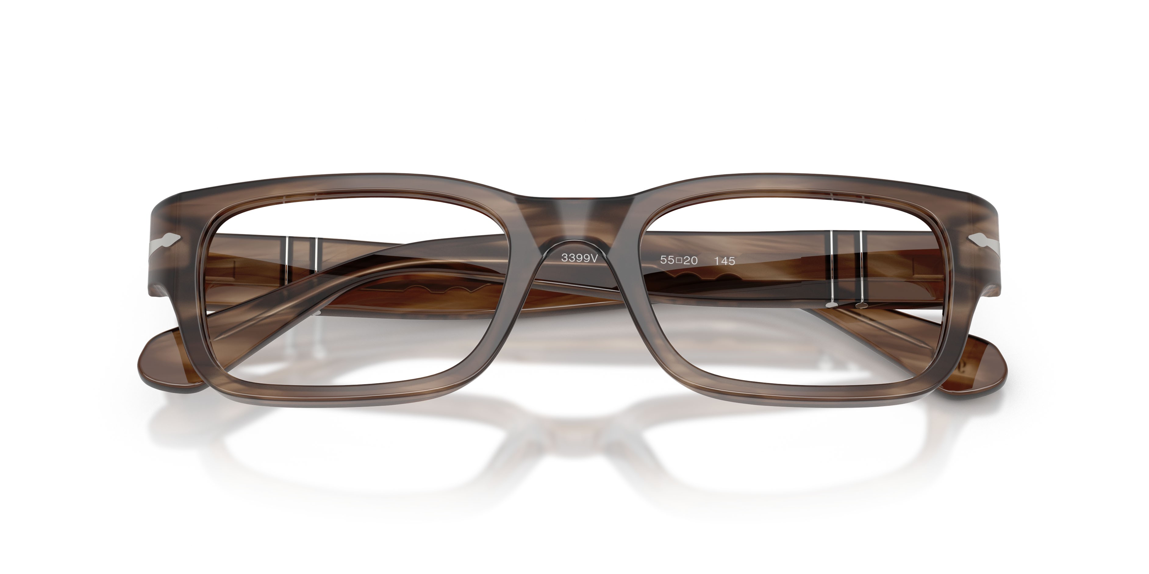 Eyeglasses Persol PO 3399V (1208) color striato marrone shape rectangle lenses lente demo