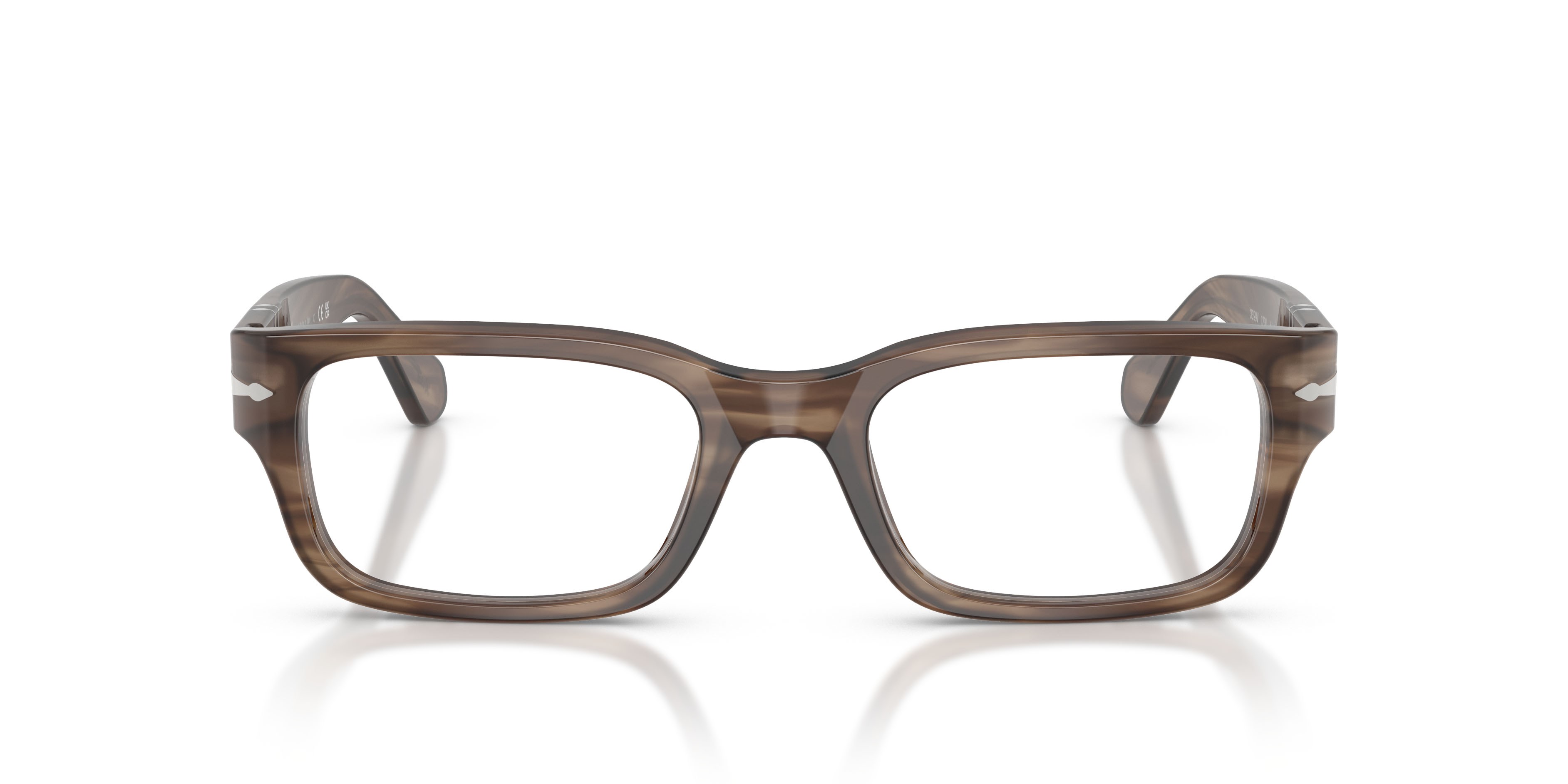 Eyeglasses Persol PO 3399V (1208) color striato marrone shape rectangle lenses lente demo