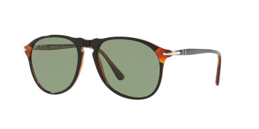 Occhiali da sole Persol PO 6649SM (1096P1) colore nero forma aviator lenti polarizzata verde