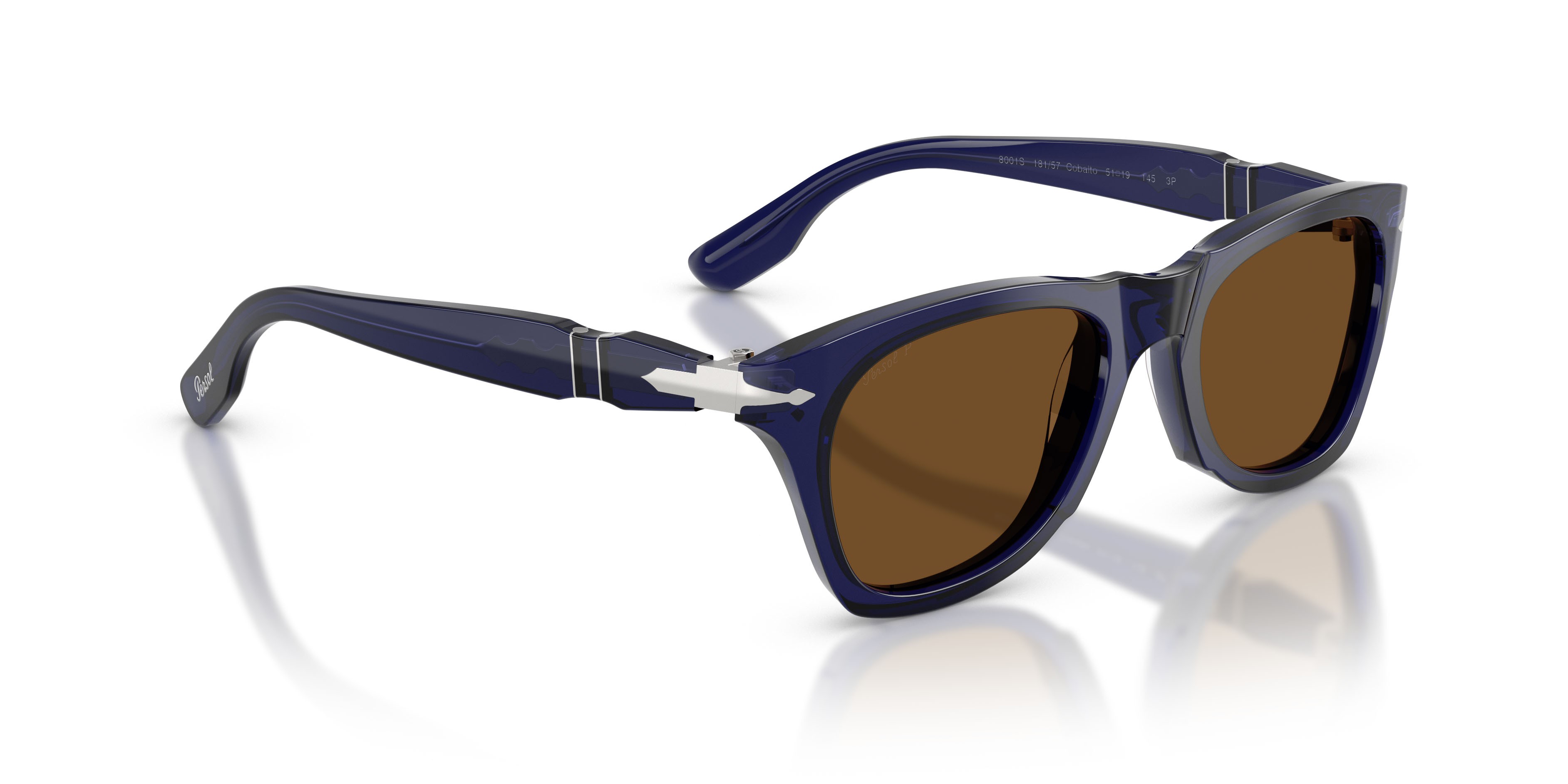 Occhiali da sole Persol PO 8001S (181/57) colore cobalto forma pantos lenti polar marrone