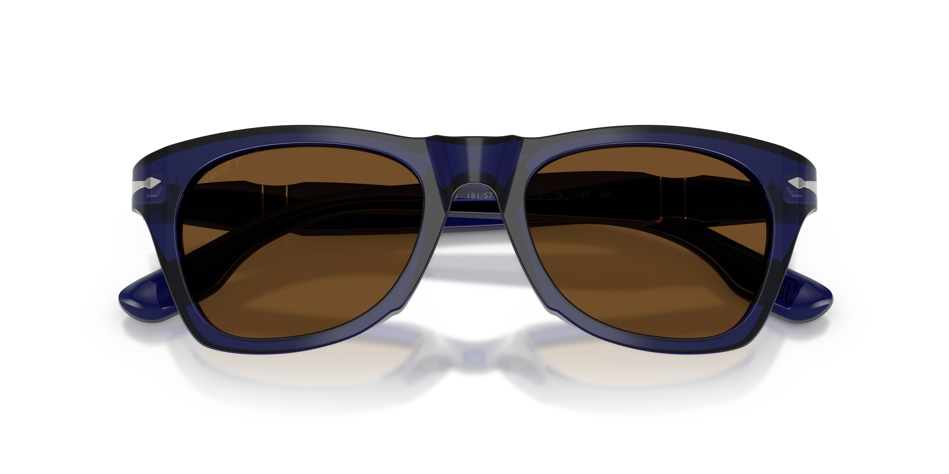 Occhiali da sole Persol PO 8001S (181/57) colore cobalto forma pantos lenti polar marrone