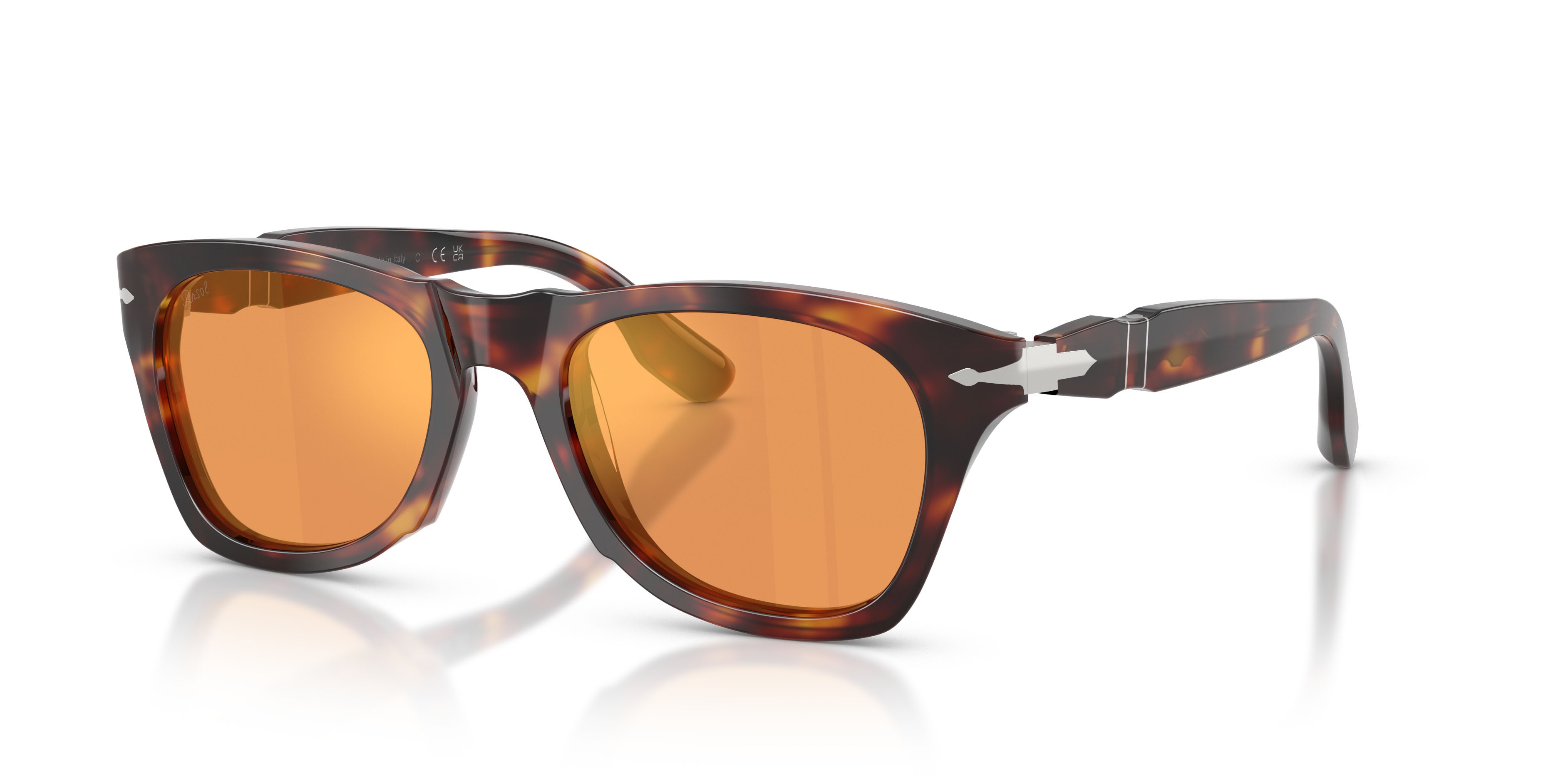 Occhiali da sole Persol PO 8001S (24/3L) colore havana forma pantos lenti giallo specchiato oro