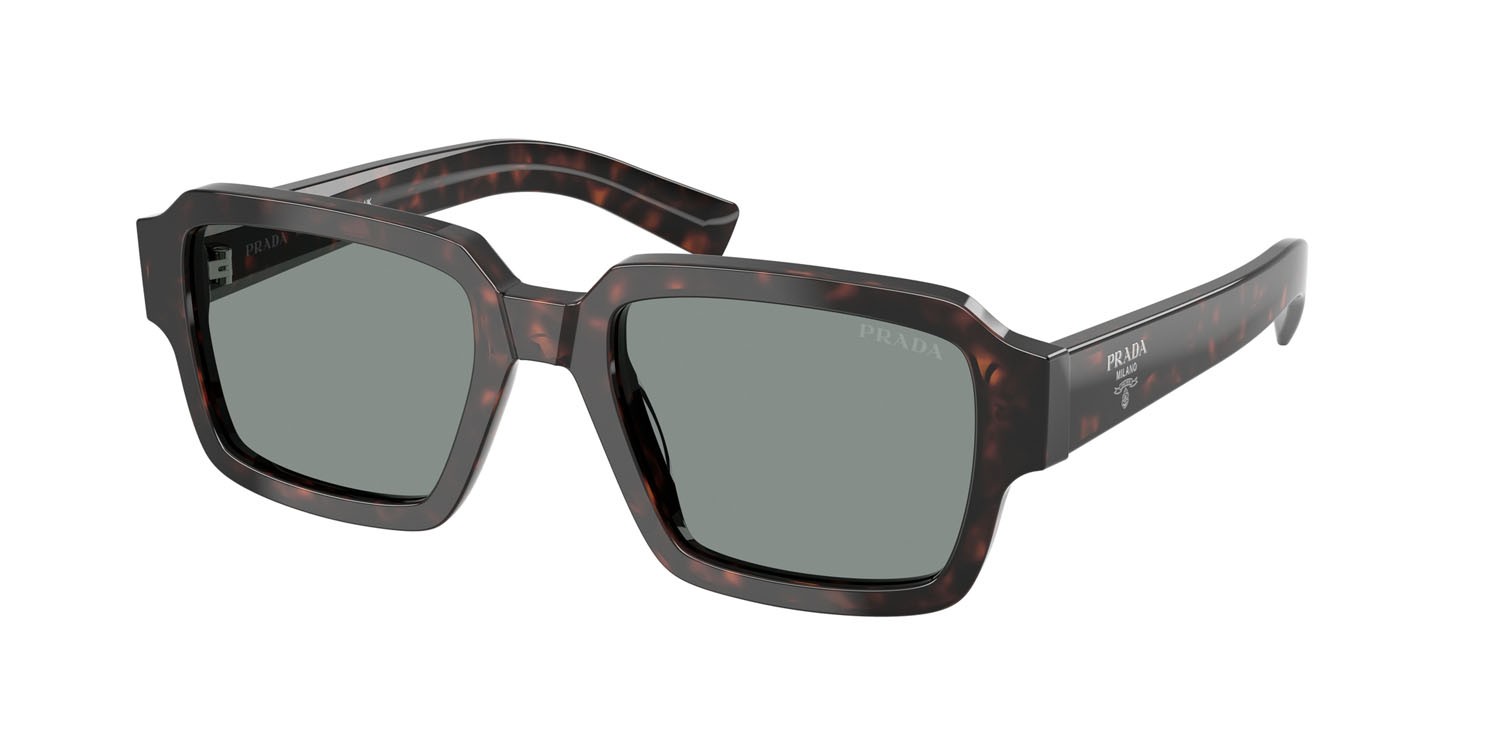 Occhiali da sole Prada PR 02ZS (17N20N) colore root tartarugato forma quadrato lenti blu