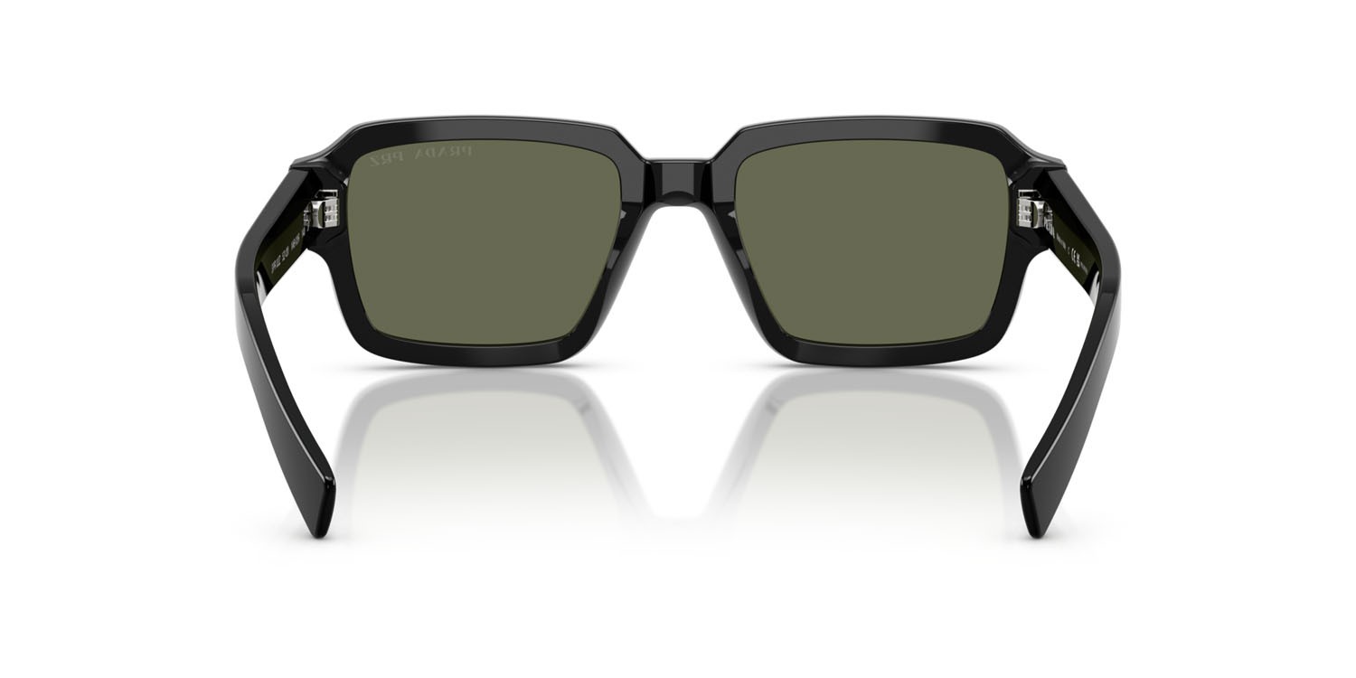 Occhiali da sole Prada PR 02ZS (1AB03R) colore nero forma quadrato lenti polar verde