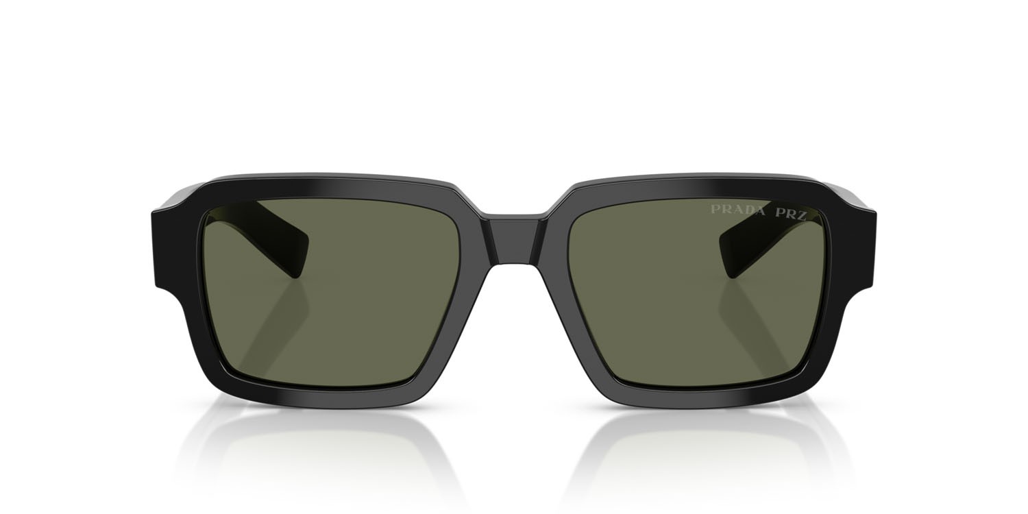 Occhiali da sole Prada PR 02ZS (1AB03R) colore nero forma quadrato lenti polar verde