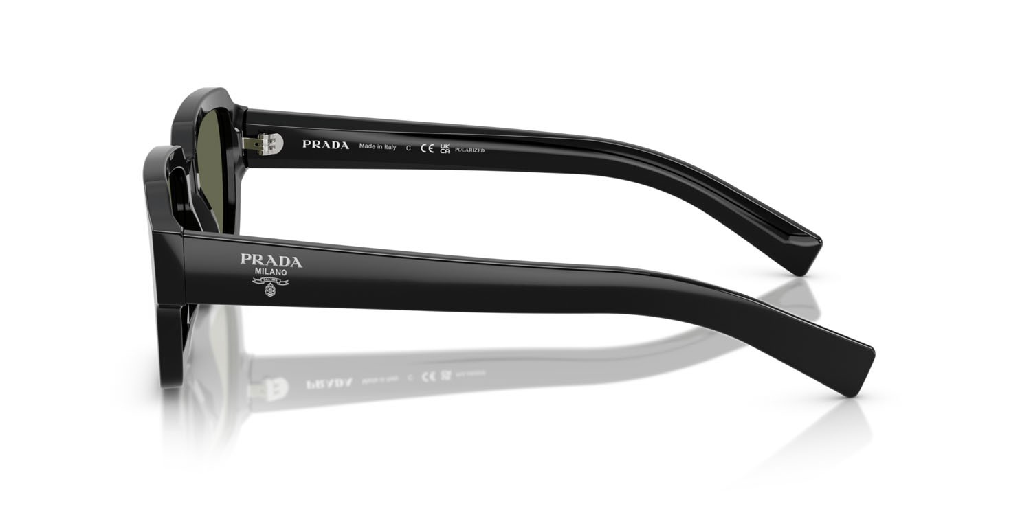 Occhiali da sole Prada PR 02ZS (1AB03R) colore nero forma quadrato lenti polar verde