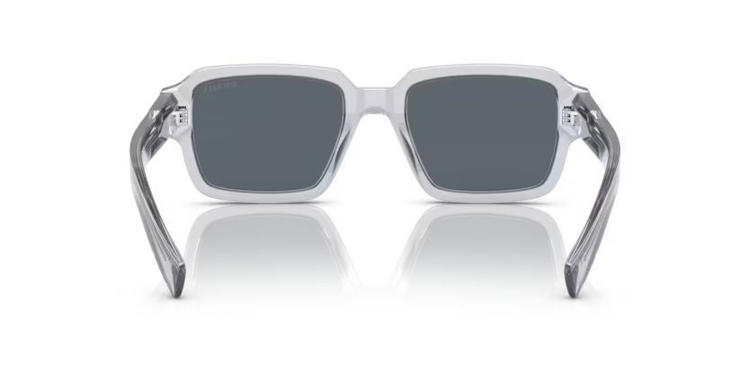 Occhiali da sole Prada PR 02ZS (U430A9) colore grigio trasparente forma quadrato lenti blu