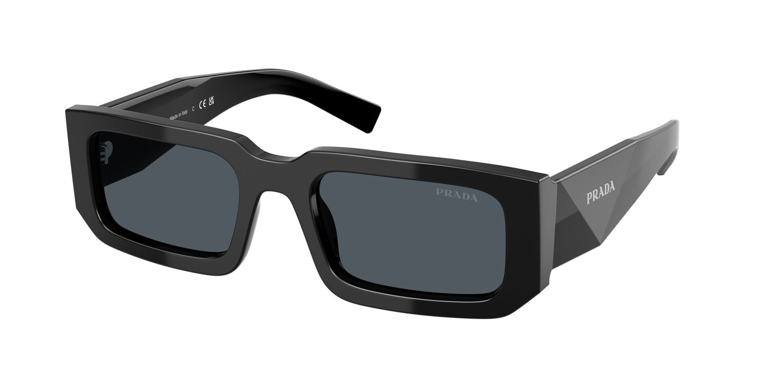 Sunglasses Prada PR 06YS (16K2K1) color nero shape rectangle lenses grigio scuro