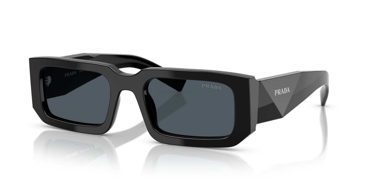 Sunglasses Prada PR 06YS (16K2K1) color nero shape rectangle lenses grigio scuro
