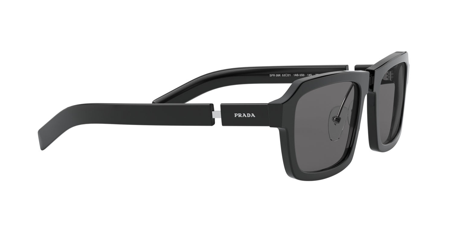 Sonnenbrillen Prada PR 09XS (1AB5S0) farbe nero form quadratisch gläser grigio