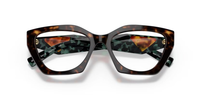 Eyeglasses Prada PR 09YV (2AU1O1) color tortoise shape irregular lenses demo lens