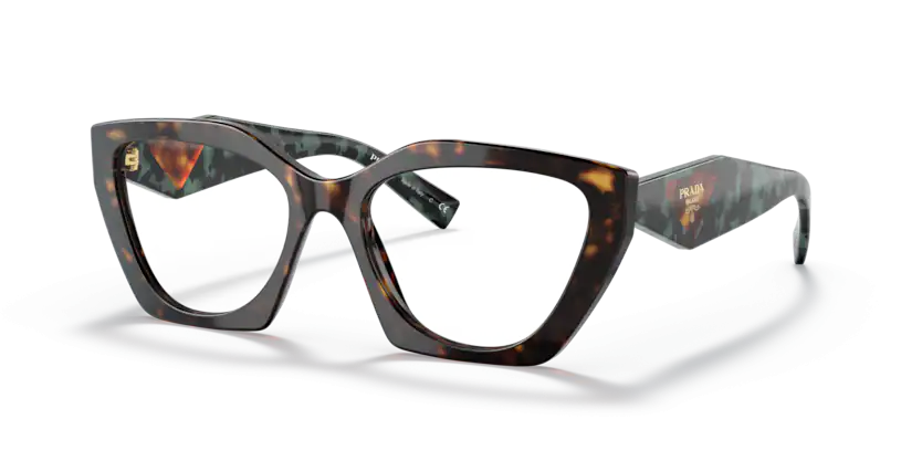Eyeglasses Prada PR 09YV (2AU1O1) color tortoise shape irregular lenses demo lens