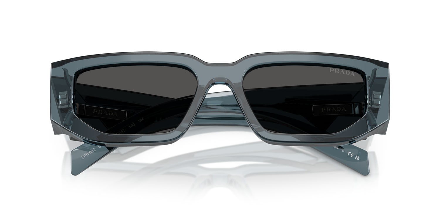Sunglasses Prada PR 09ZS (17T08Z) color transparent ocean shape rectangle lenses grigio scuro
