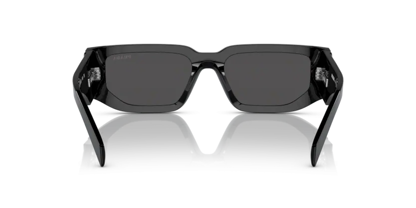 Occhiali da sole Prada PR 09ZS (1AB5S0) colore nero forma rettangolare lenti grigio scuro