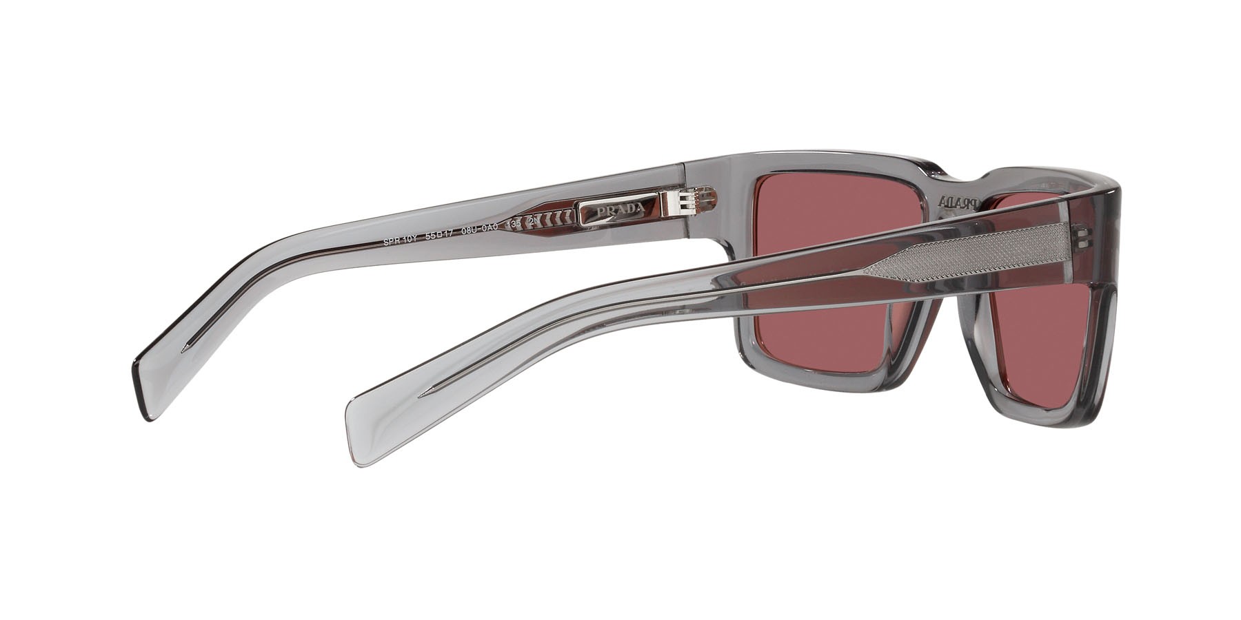 Sonnenbrillen Prada PR 10YS (08U0A0) farbe grigio fumo crystal form rechteckig gläser violetto scuro