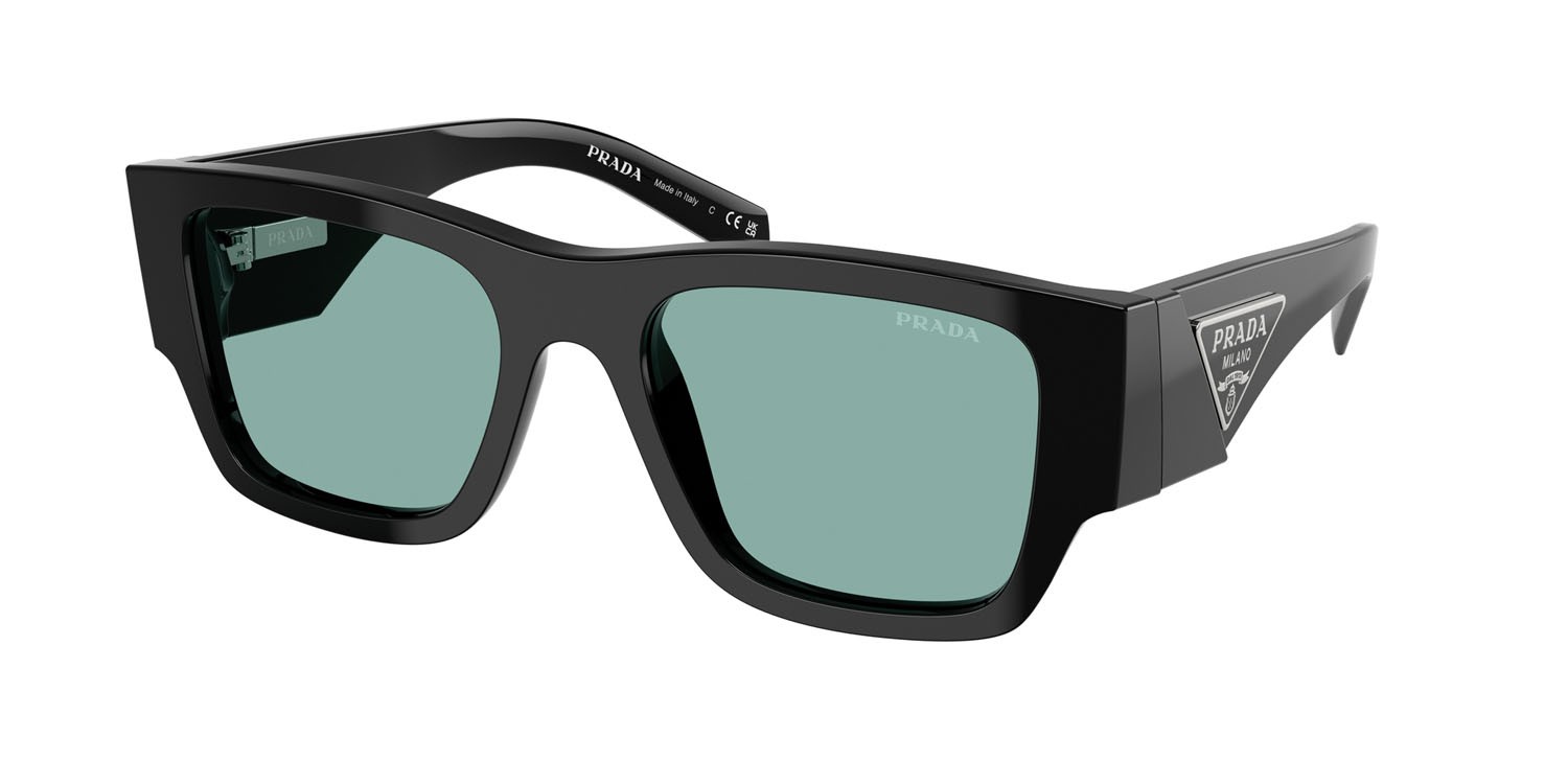Sunglasses Prada PR 10ZS (16K40K) color nero shape square lenses verde petrolio