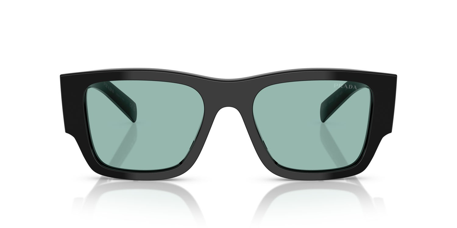 Sunglasses Prada PR 10ZS (16K40K) color nero shape square lenses verde petrolio