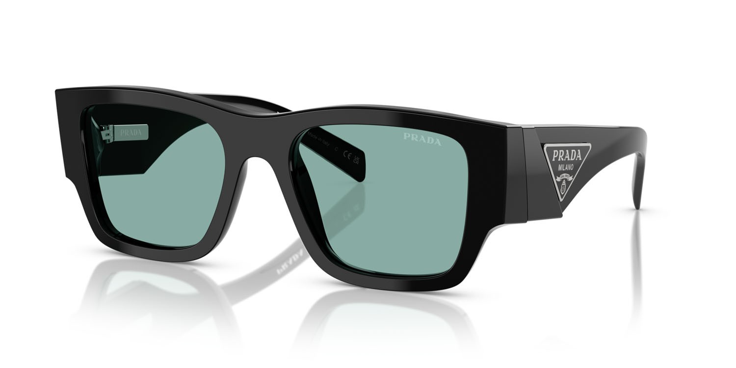 Sunglasses Prada PR 10ZS (16K40K) color nero shape square lenses verde petrolio