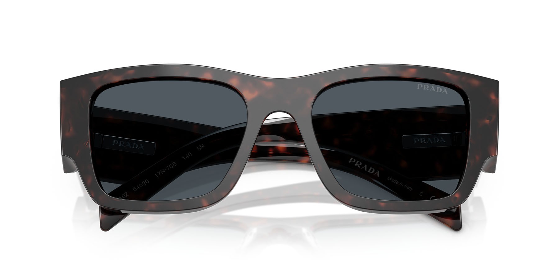 Occhiali da sole Prada PR 10ZS (17N70B) colore root tartarugato forma quadrato lenti grigio scuro