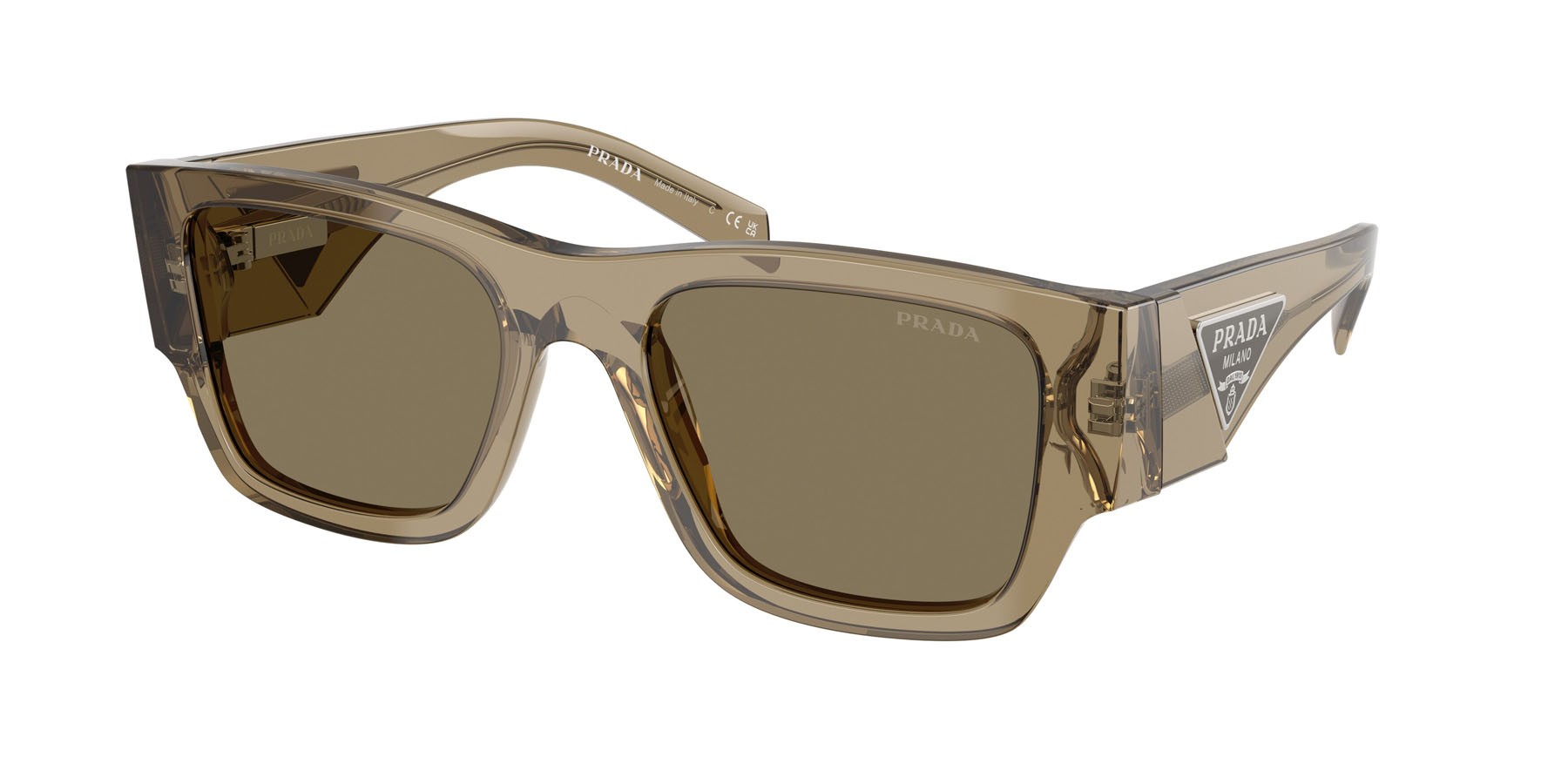 Sunglasses Prada PR 10ZS (22H90F) color corteccia shape square lenses marrone chiaro