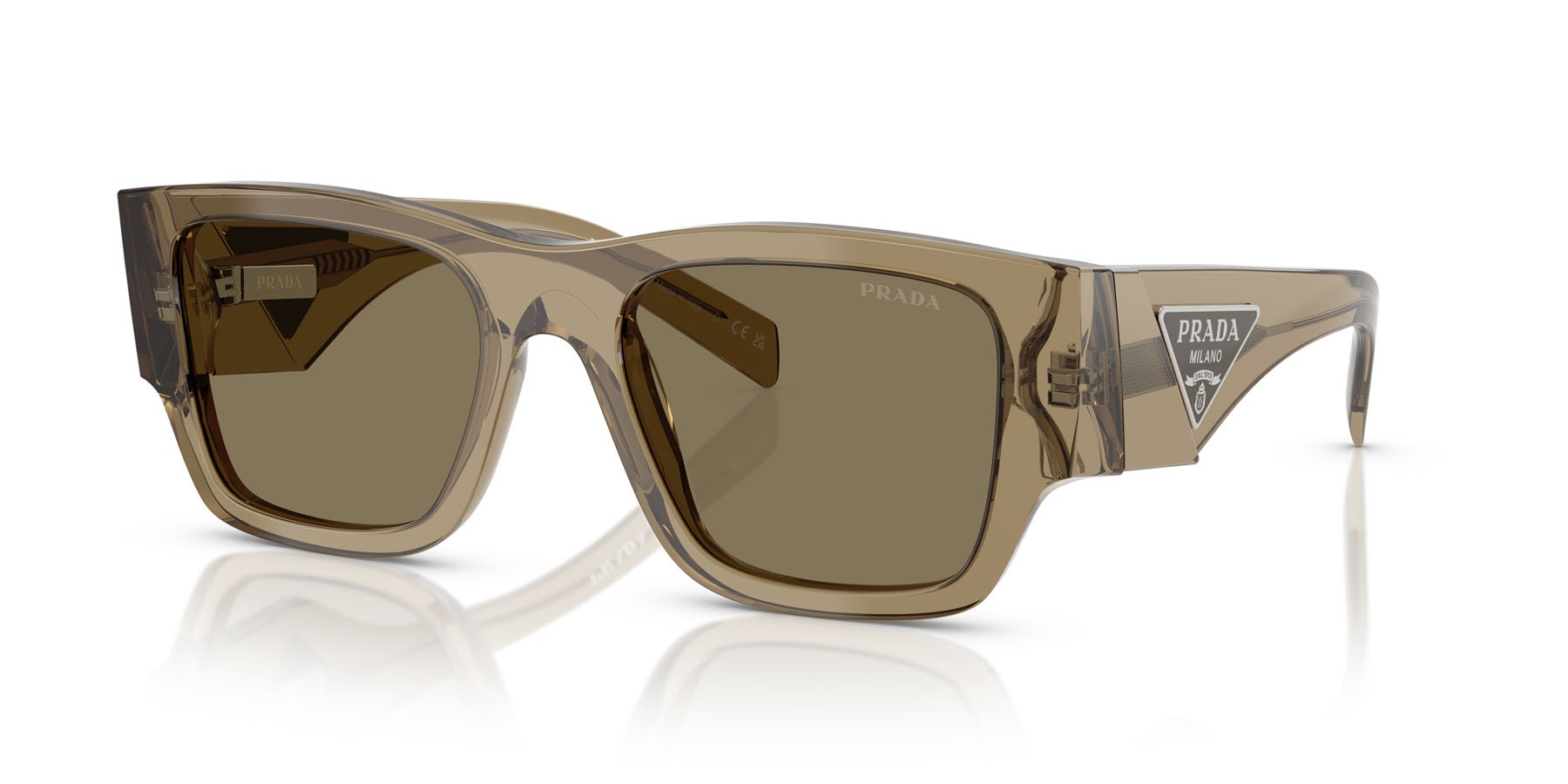 Sunglasses Prada PR 10ZS (22H90F) color corteccia shape square lenses marrone chiaro
