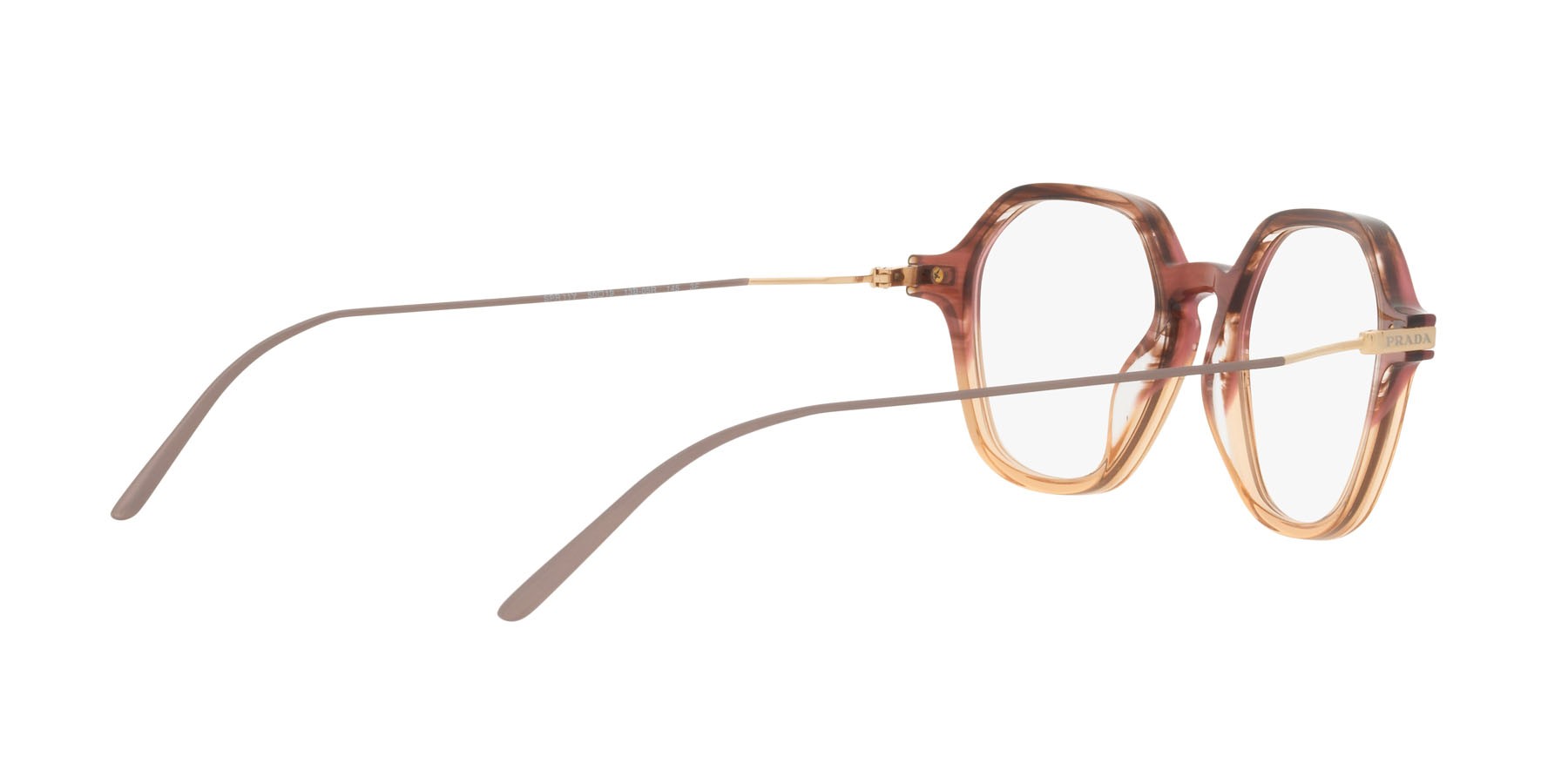 Sunglasses Prada PR 11YS (13B05R) color testa di moro sfumato ambra shape square lenses fotocromatica trasparente-marrone