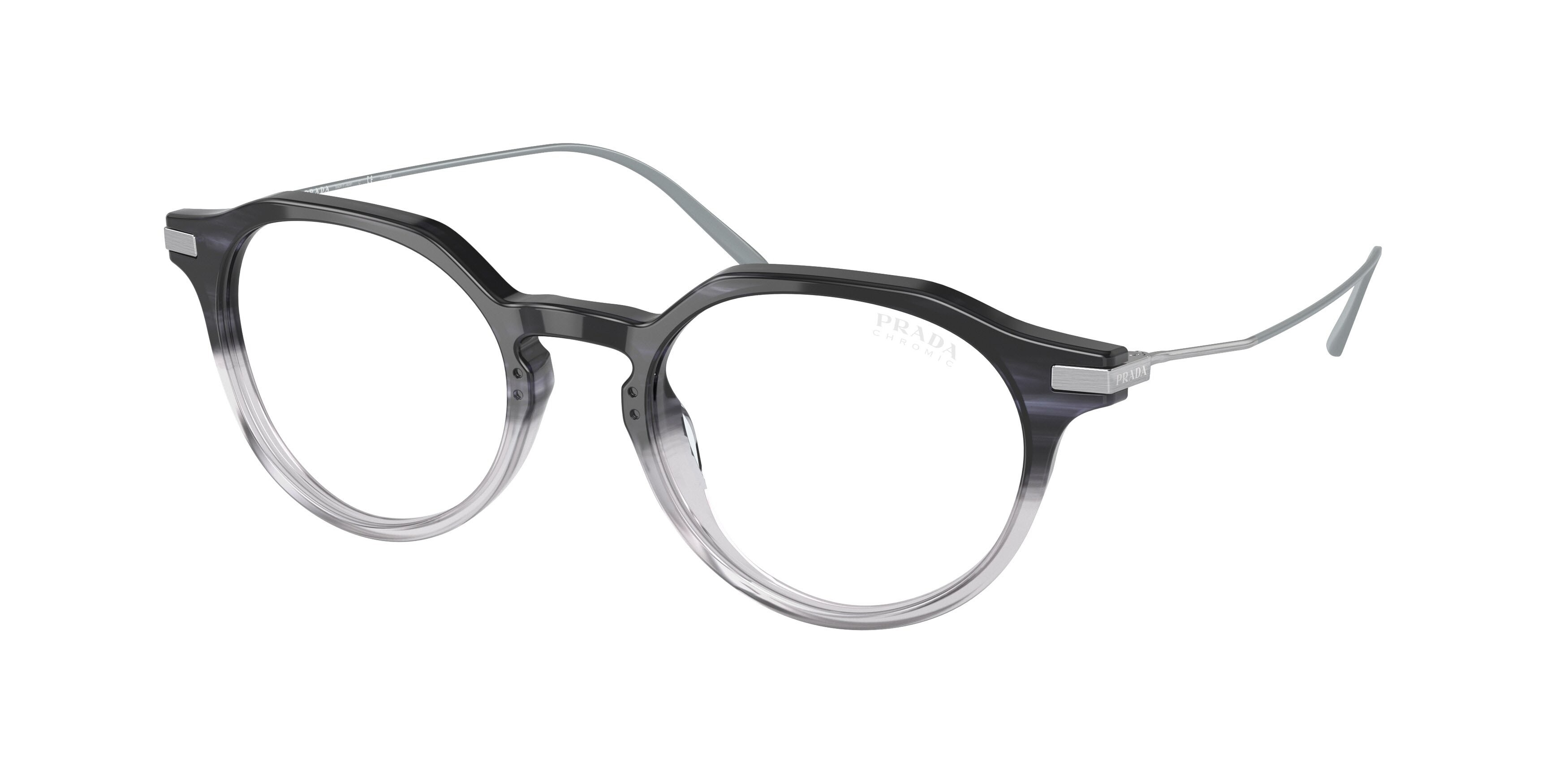Sunglasses Prada PR 12YS (12B04R) color night sfumato crystal shape pantos lenses blu trasparente