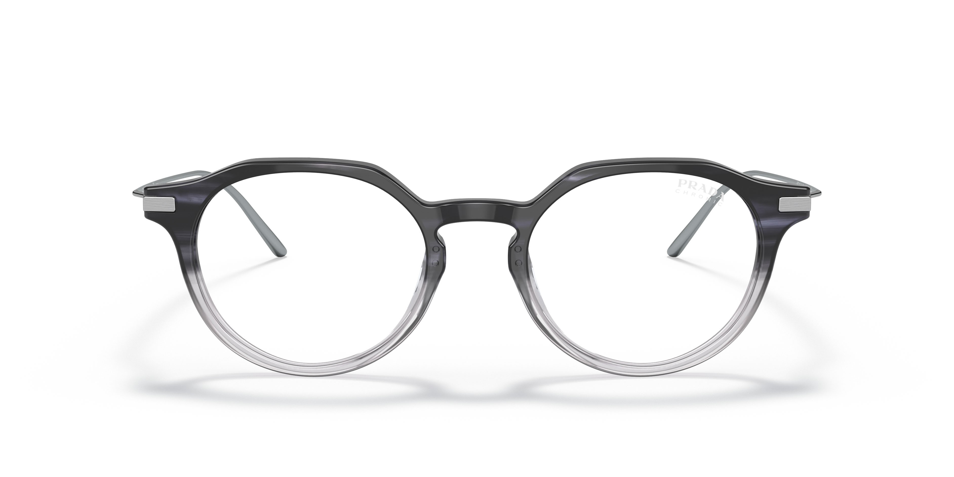 Sunglasses Prada PR 12YS (12B04R) color night sfumato crystal shape pantos lenses blu trasparente