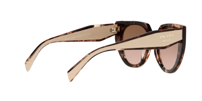 Sunglasses Prada PR 14WS (01R0A6) color caramel tortoise/powder shape cat eye lenses brown gradient