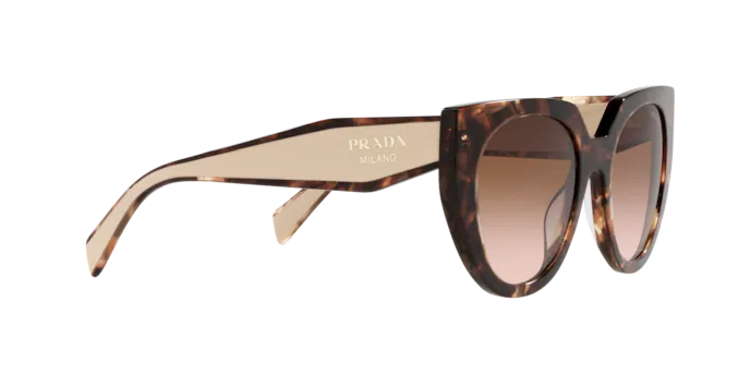 Sunglasses Prada PR 14WS (01R0A6) color caramel tortoise/powder shape cat eye lenses brown gradient